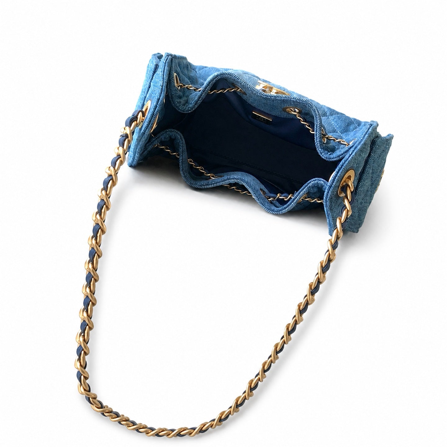 Chanel Mini Denim Leather Blue Gold Bag