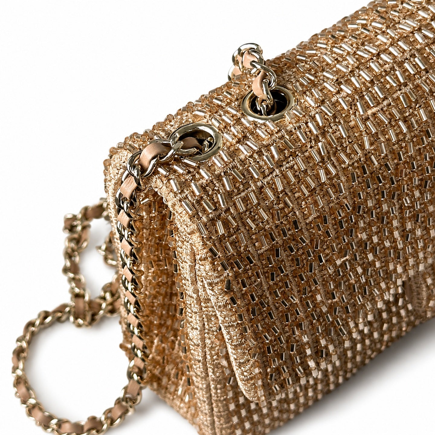 Chanel Mini Beige Gold Clutch