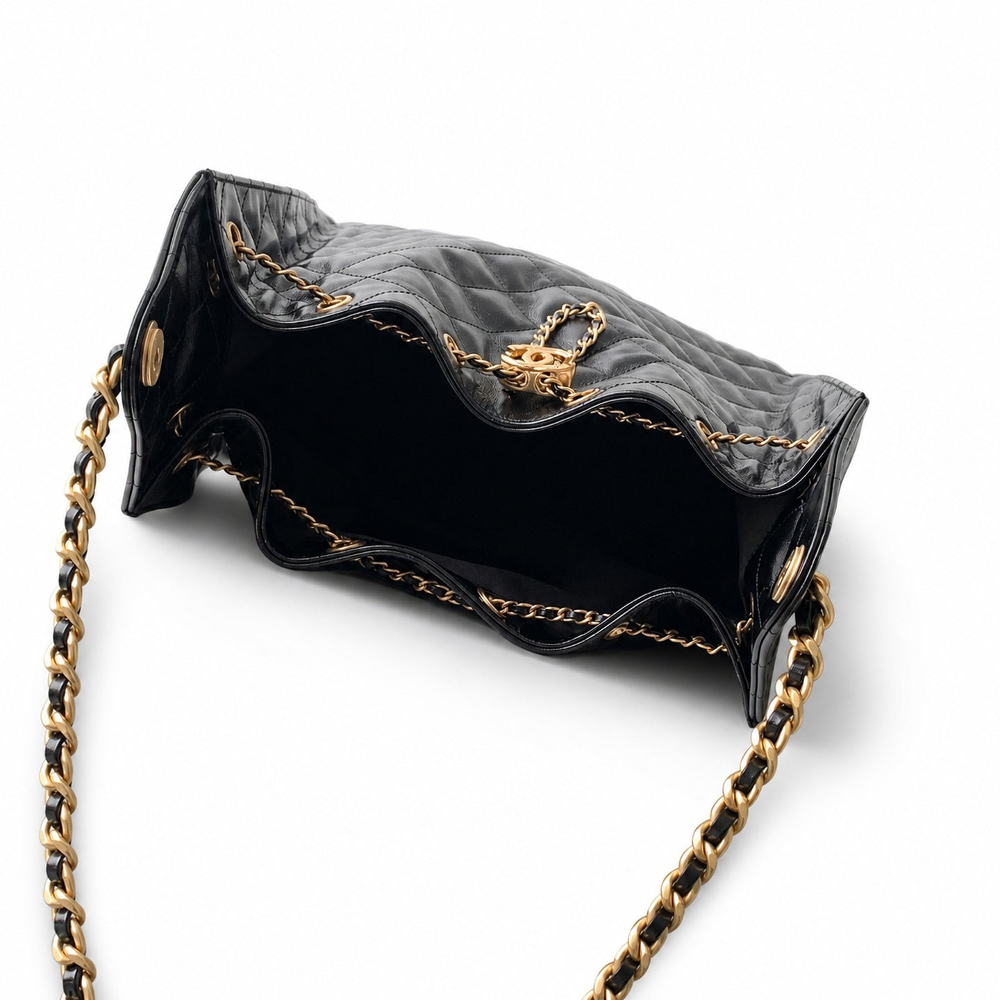 Chanel Large Leather Black Gold Bag