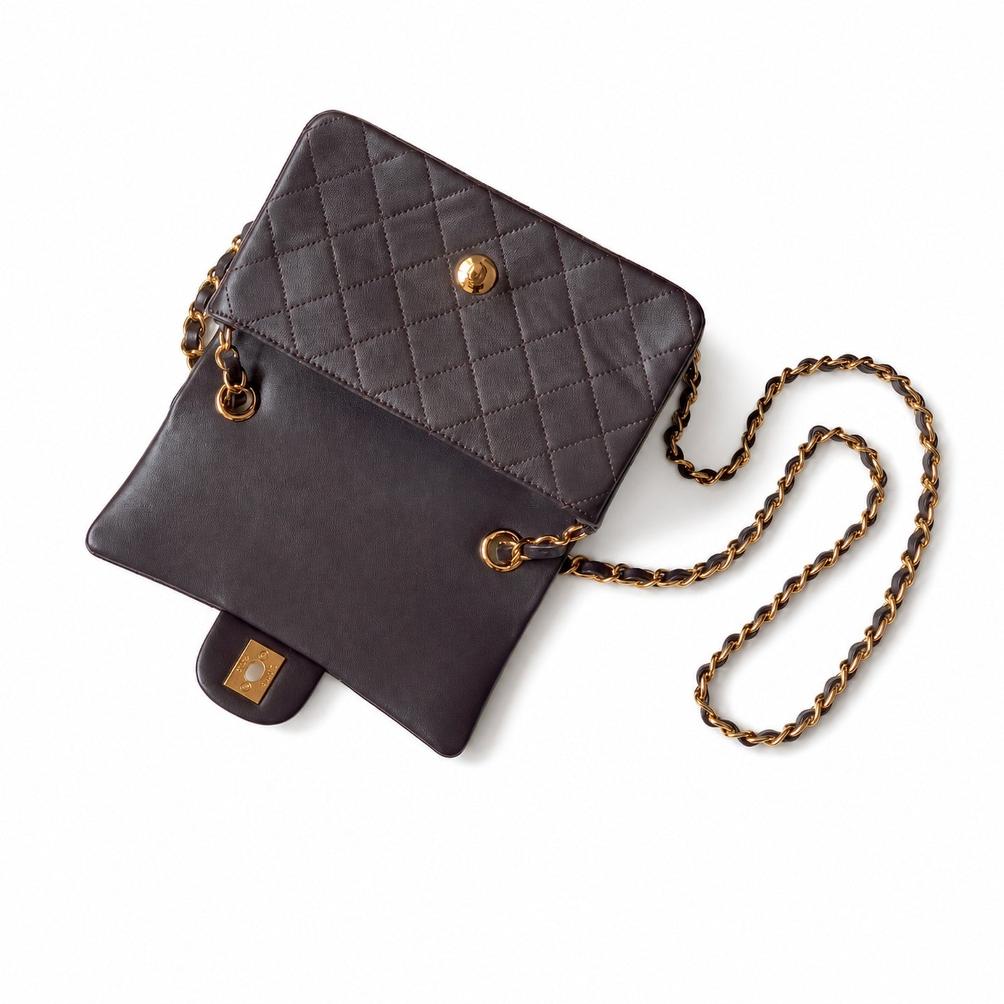 Chanel Reversible Mini Leather Black Brown Bag