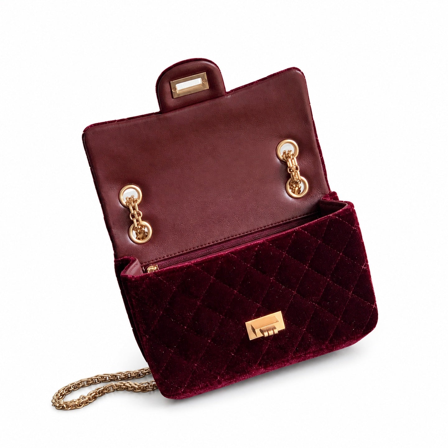 Chanel Mini Silk Velvet Tweed Leather Black Gold Burgundy Charm