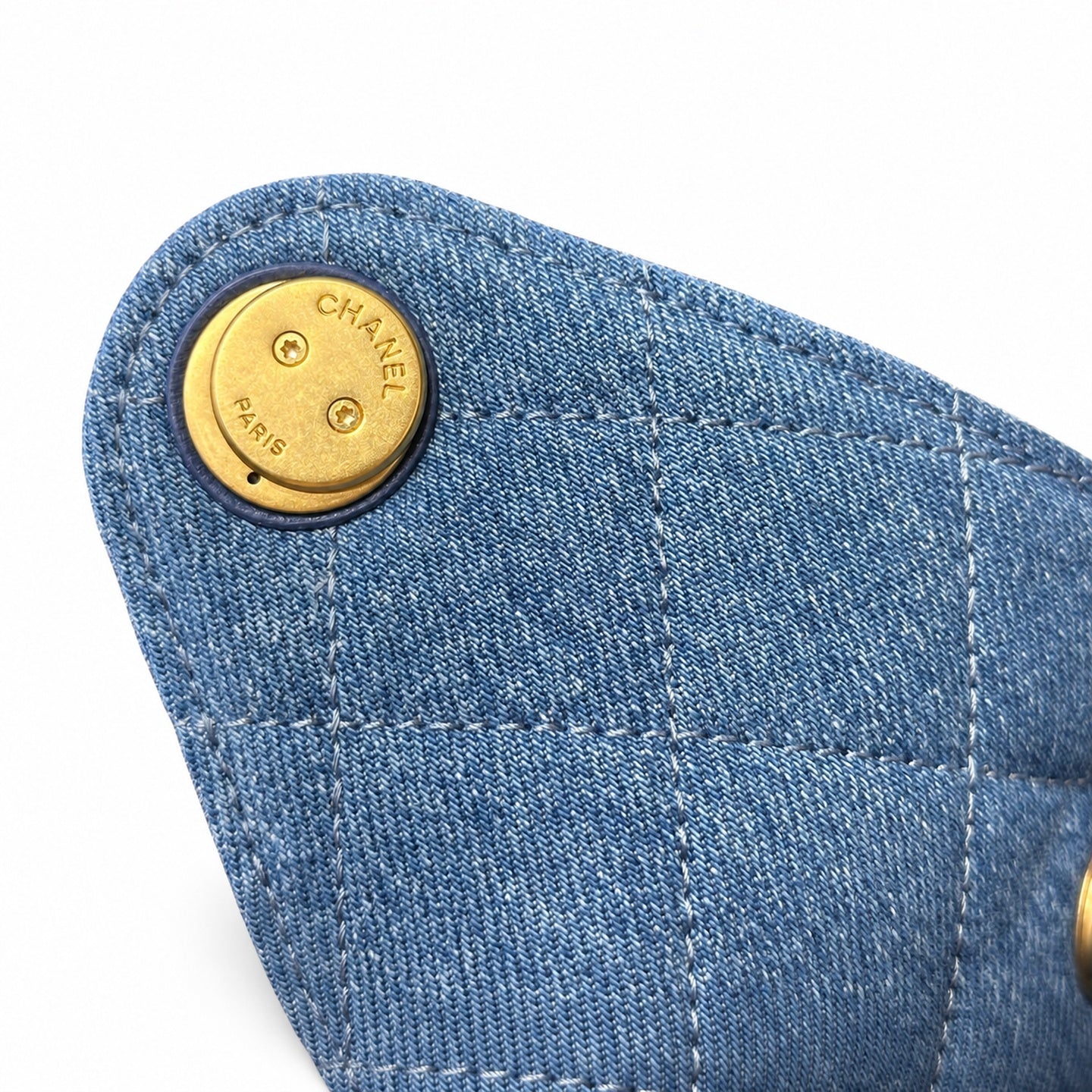 Chanel Small Denim Black Blue Gold Bag