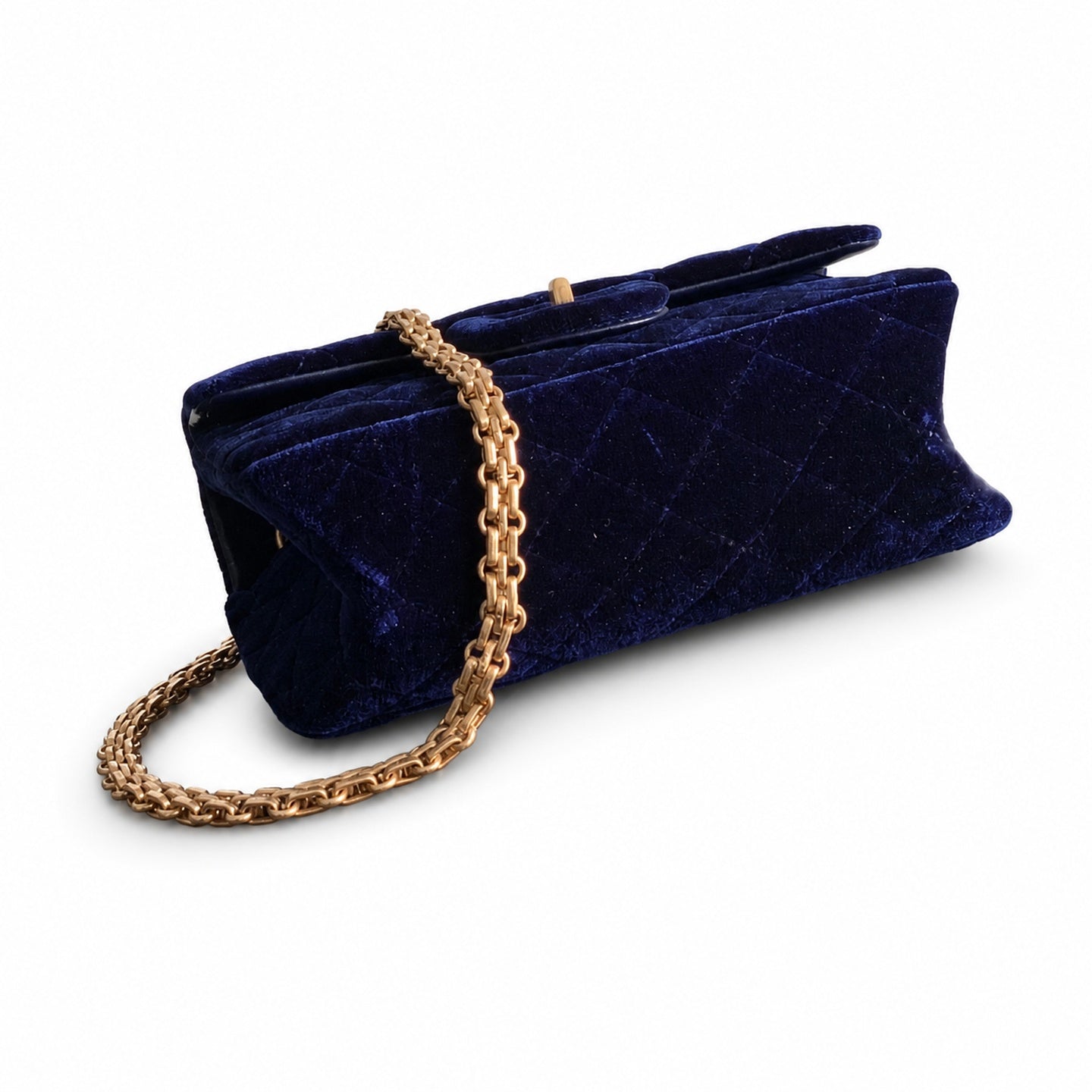 Chanel Mini Silk Velvet Tweed Leather Black Purple Gold Charm