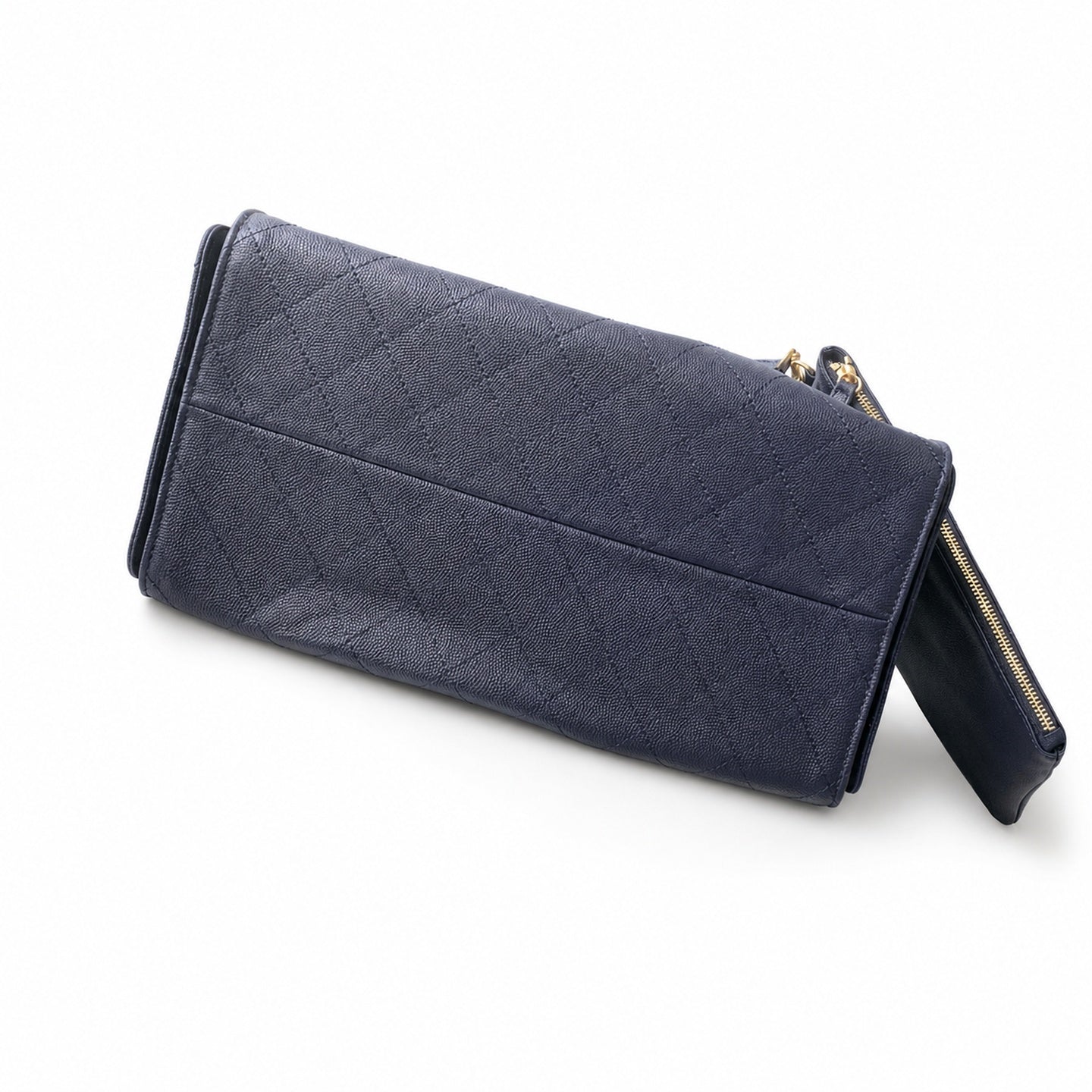 Chanel Medium Leather Black Blue Gold Bag