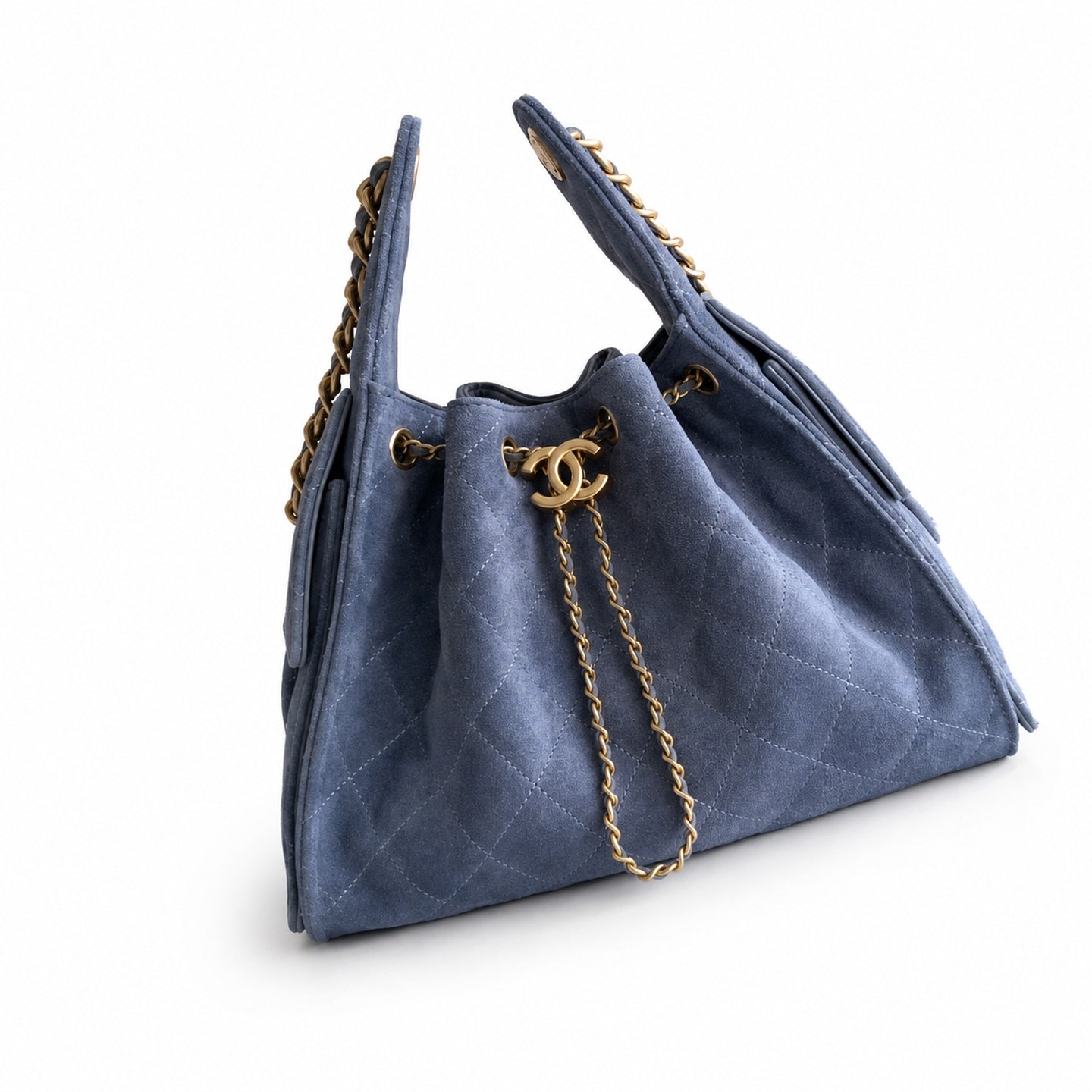 Chanel 25 Small Suede Black Gold Bag