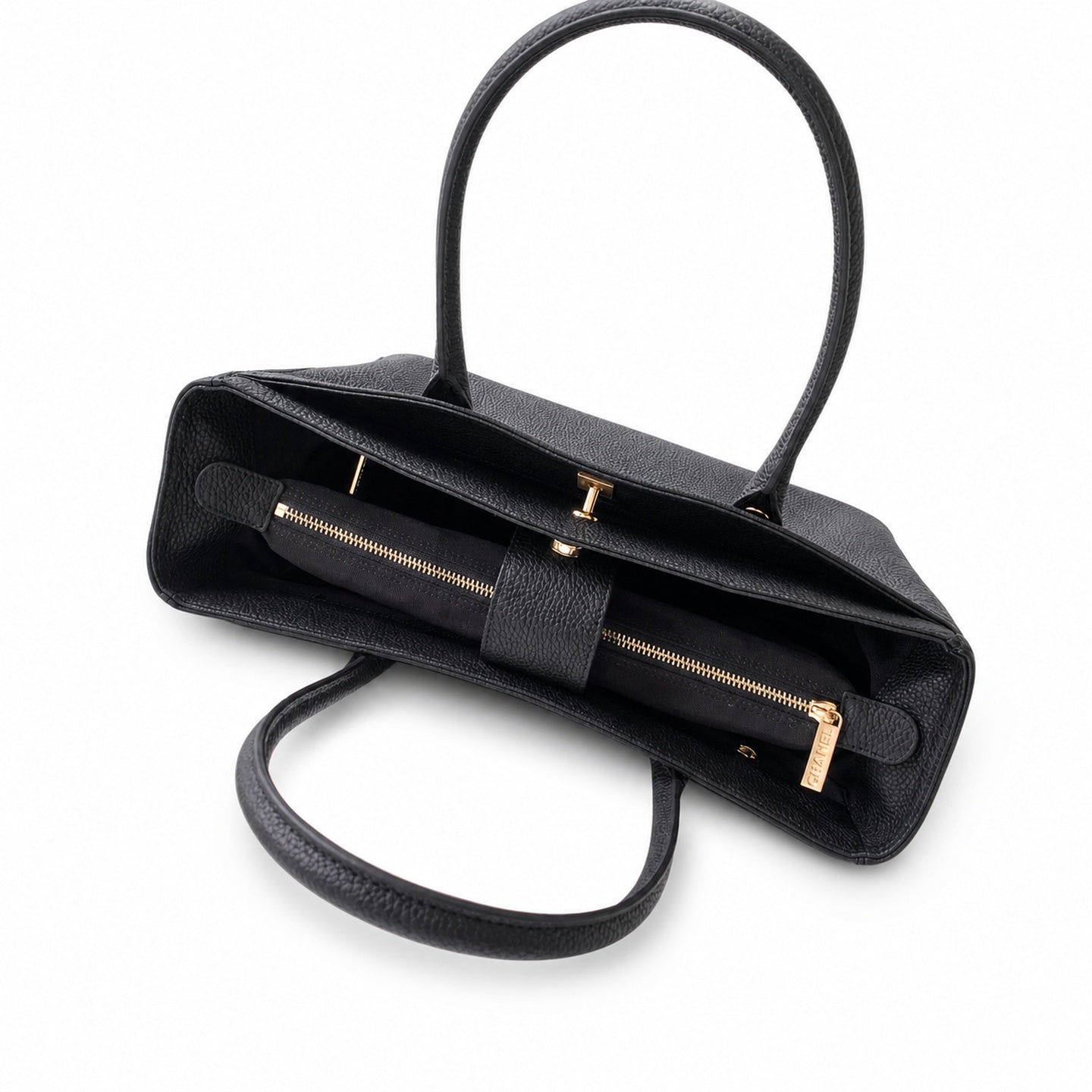 Chanel Medium Leather Black Gold Tote Bag