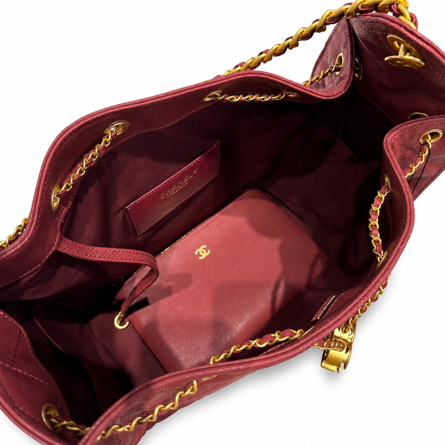 Chanel Small Denim Leather Yellow Gold Bag