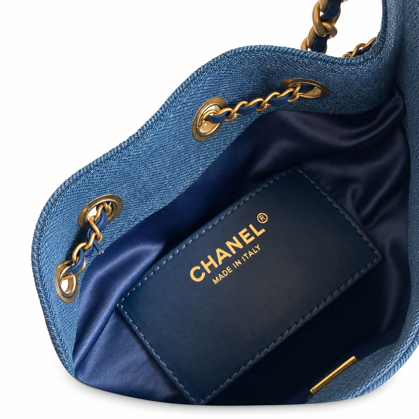 Chanel Mini Denim Leather Blue Gold Bag