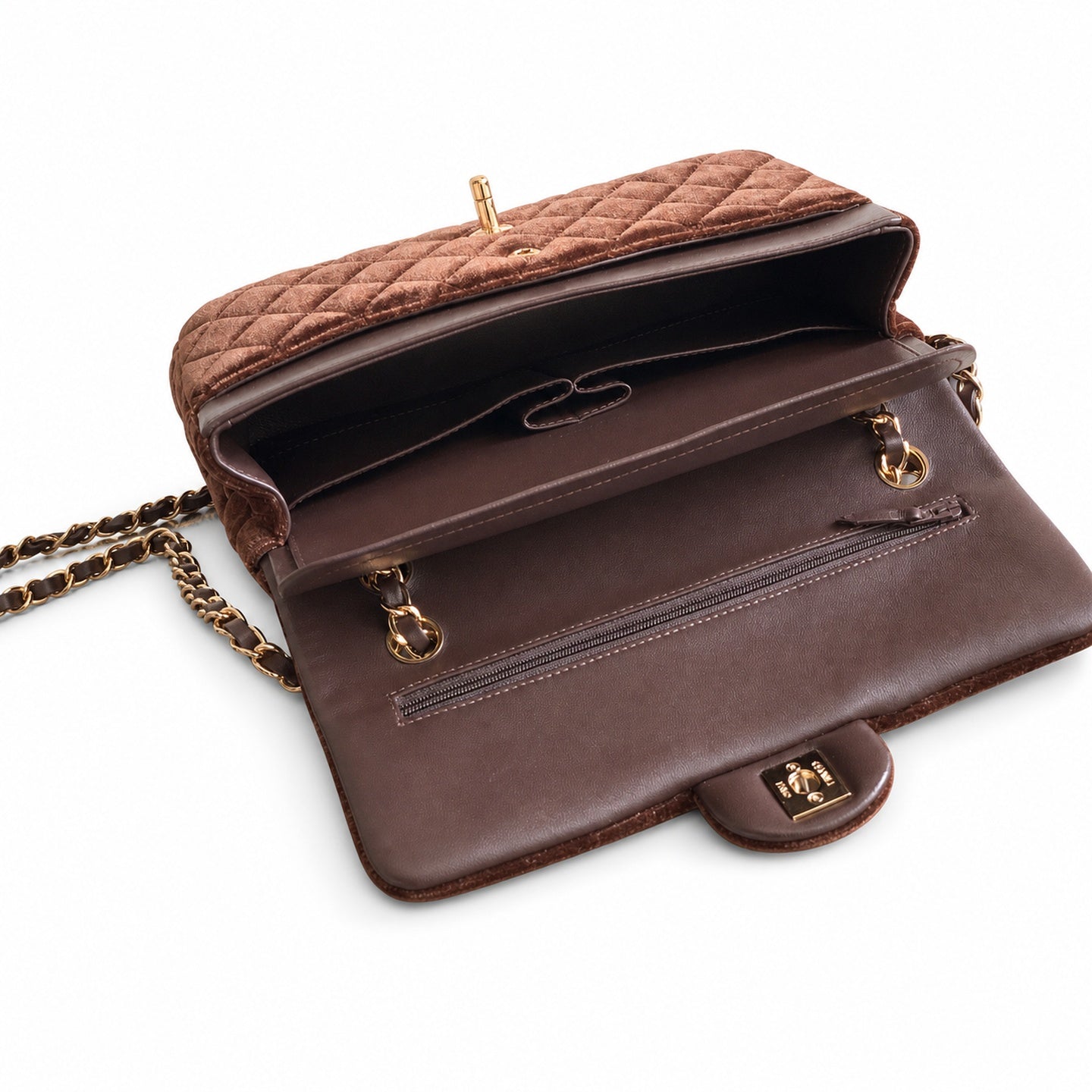 Chanel Velvet Brown Blue Purple Bag