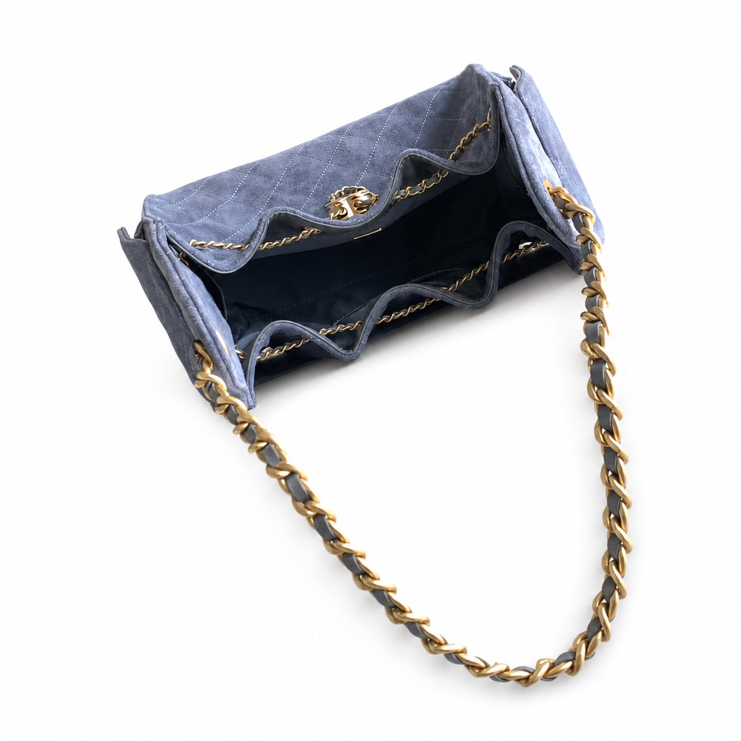 Chanel 25 Small Suede Black Gold Bag