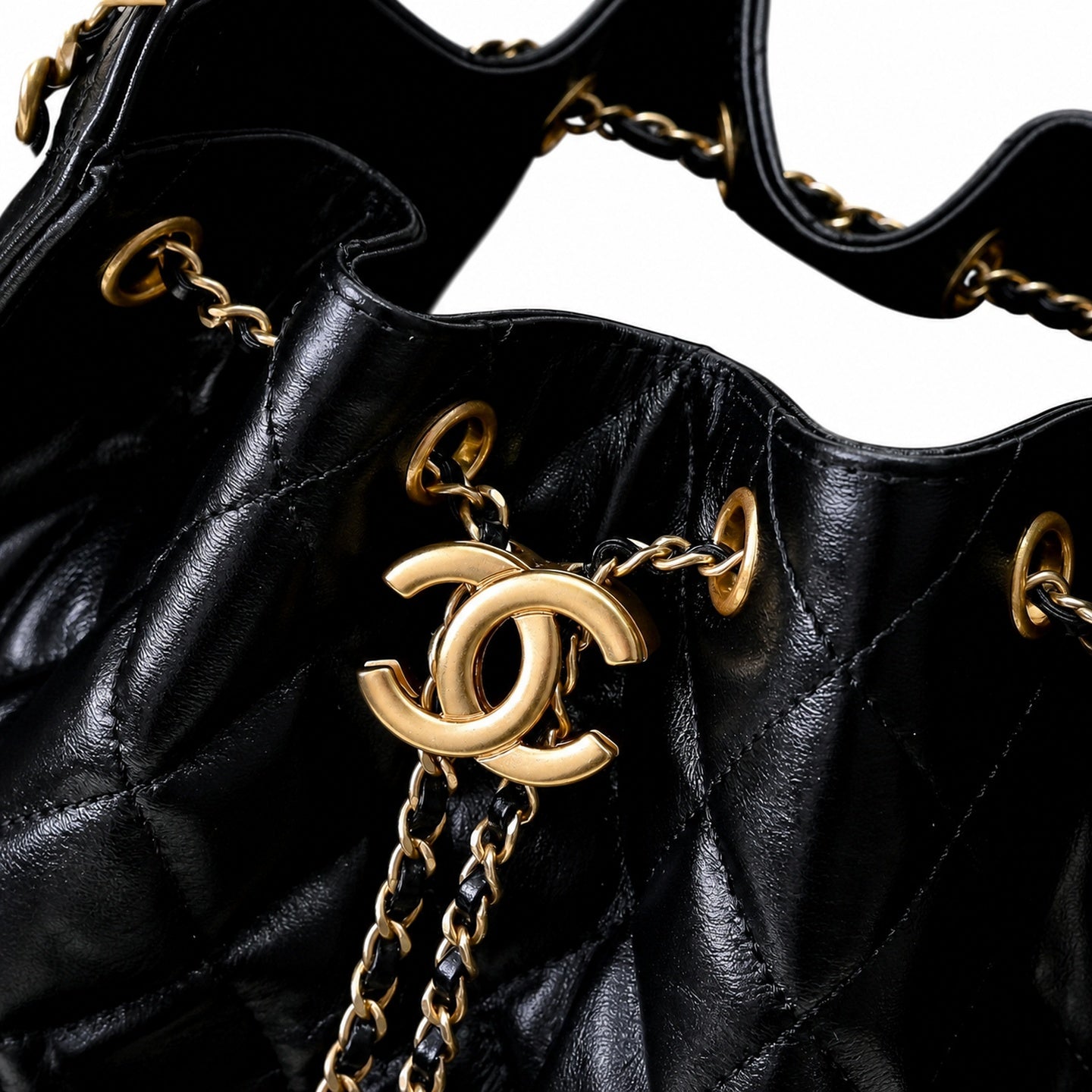 Chanel Small Denim Leather Gold Bag