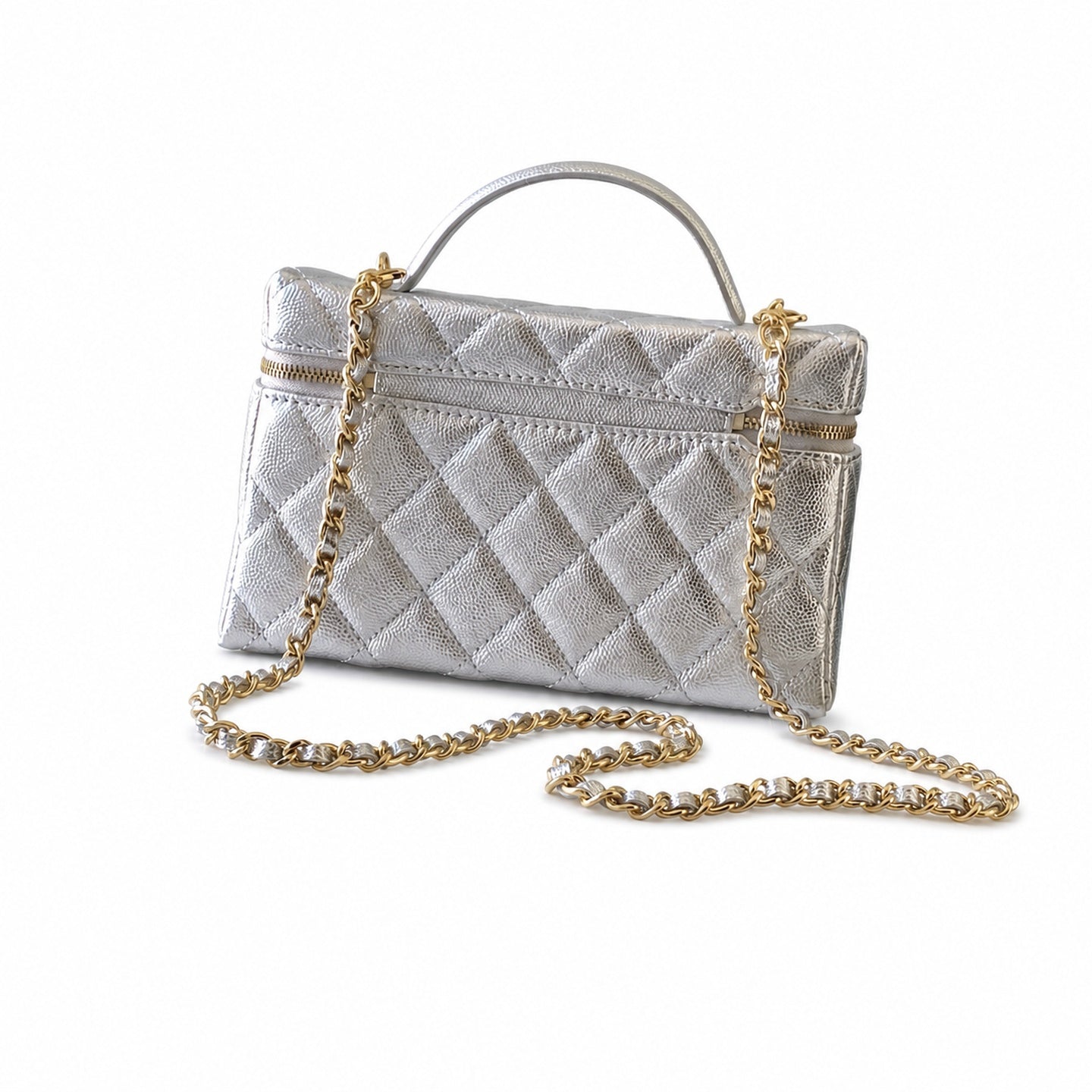 Chanel Small Leather Gold Silver Bag