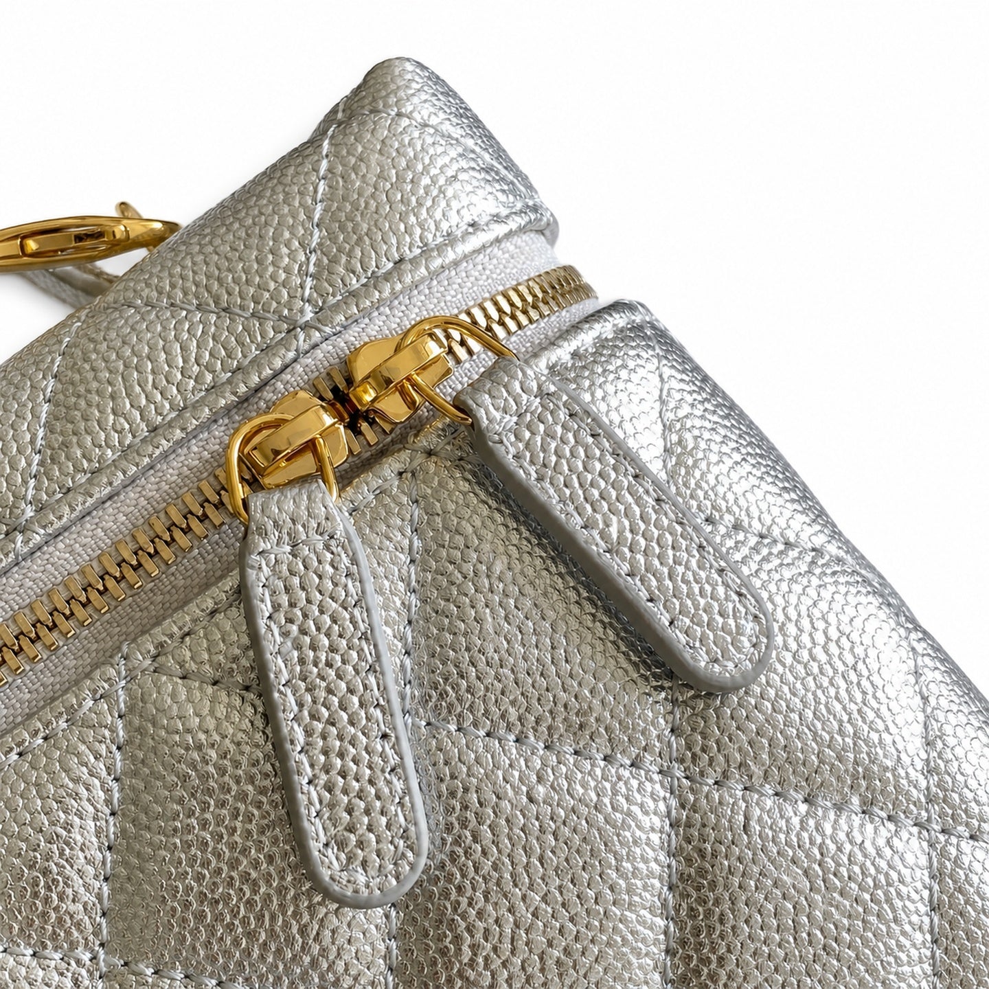 Chanel Small Leather Gold Silver Bag