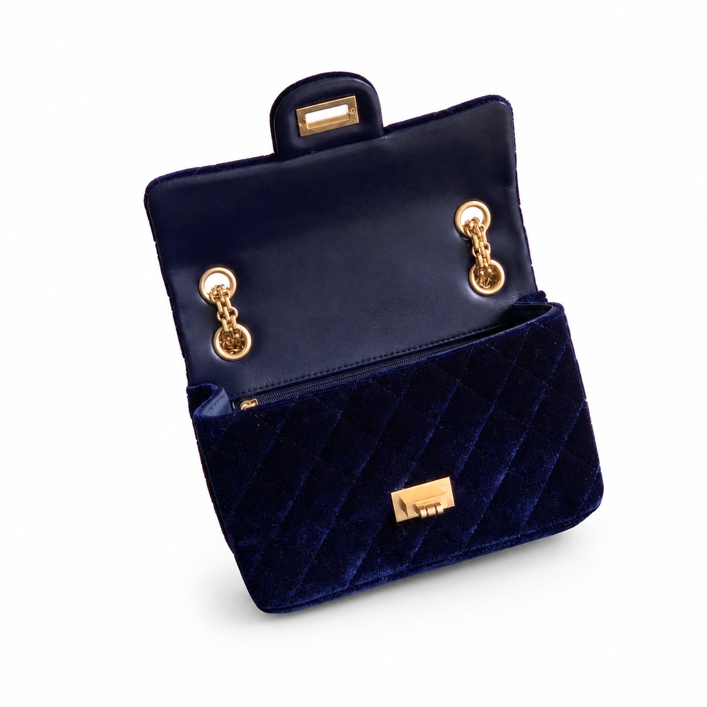 Chanel Mini Silk Velvet Tweed Leather Black Purple Gold Charm