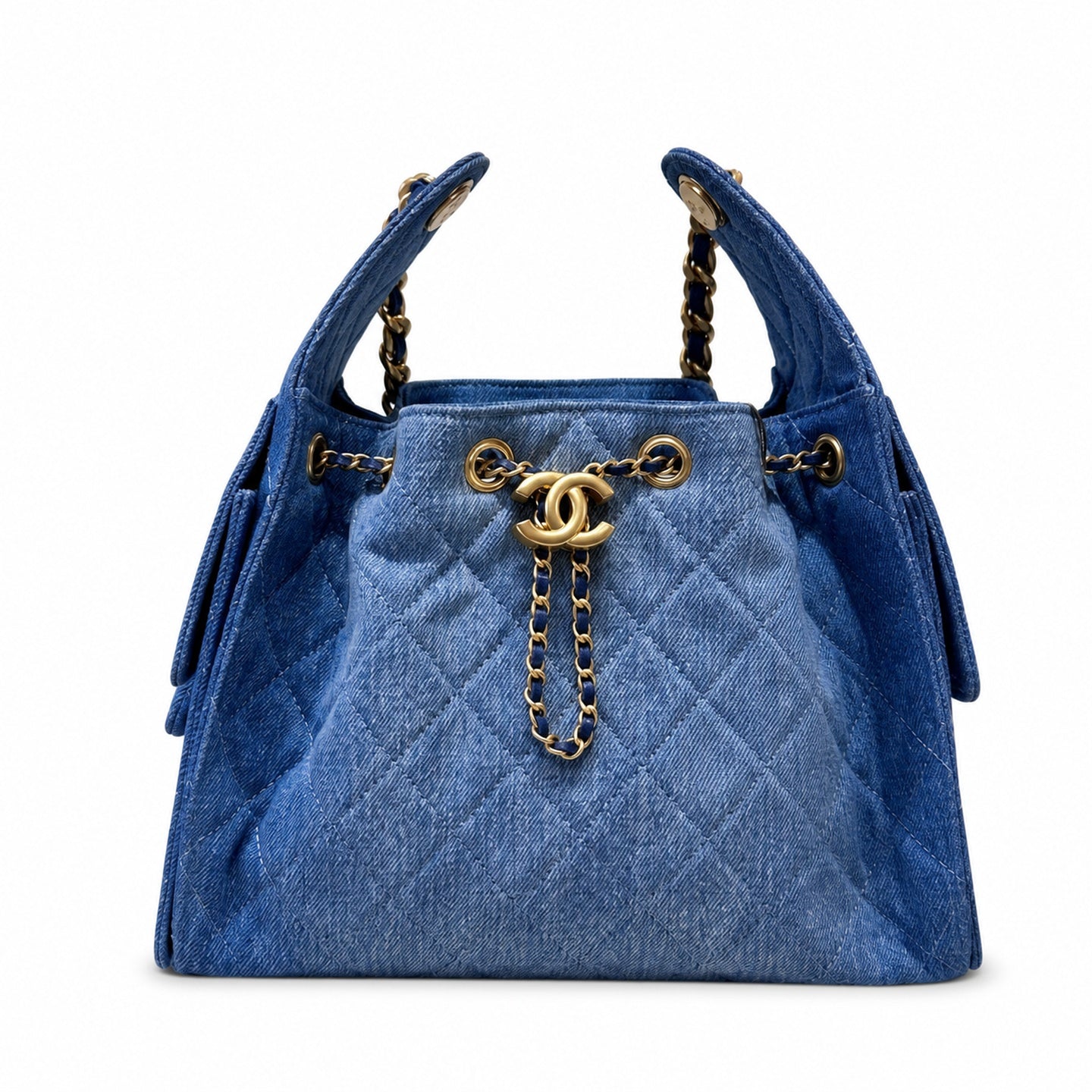 Chanel Small Denim Black Blue Gold Bag