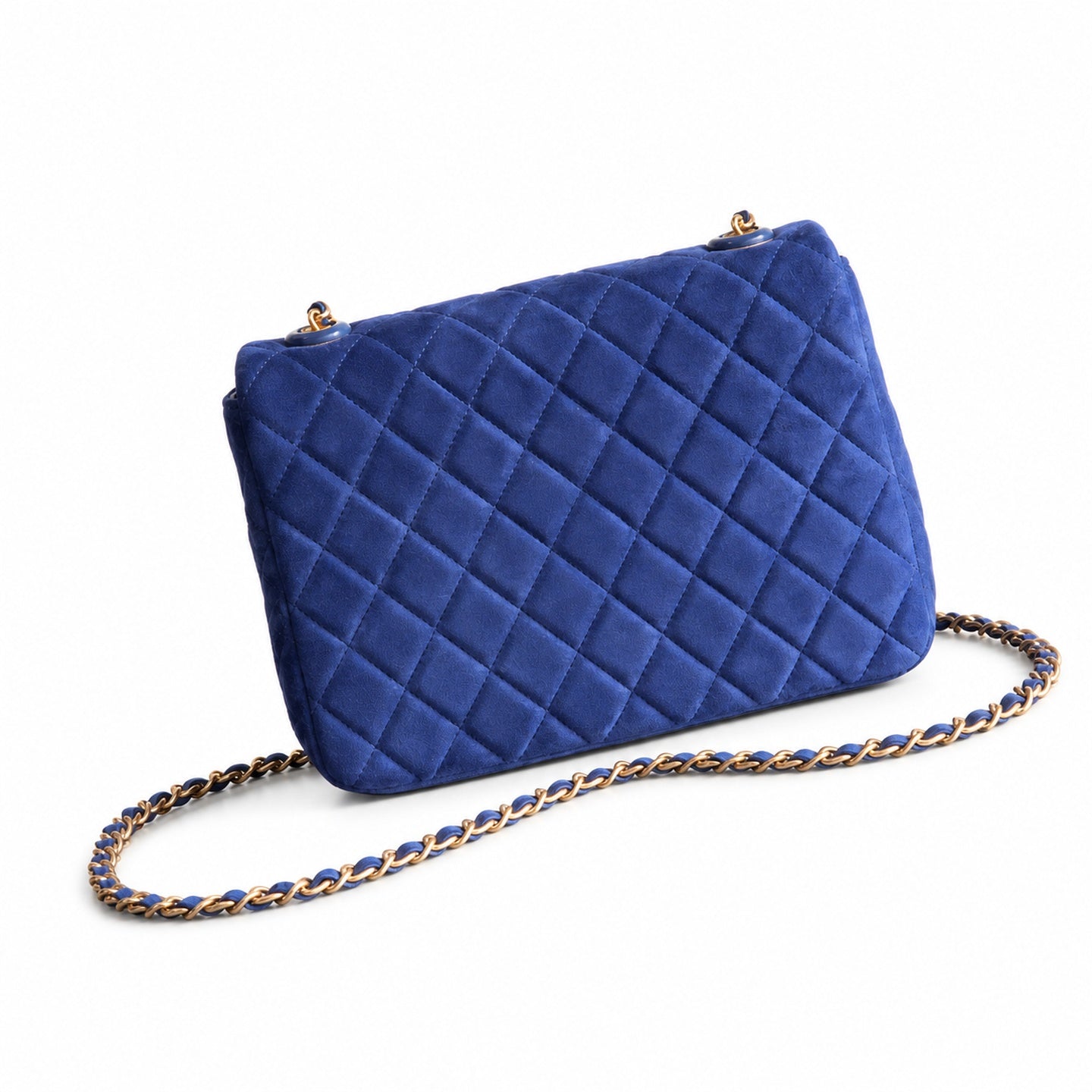 Chanel Suede Patent Leather Blue Handbag