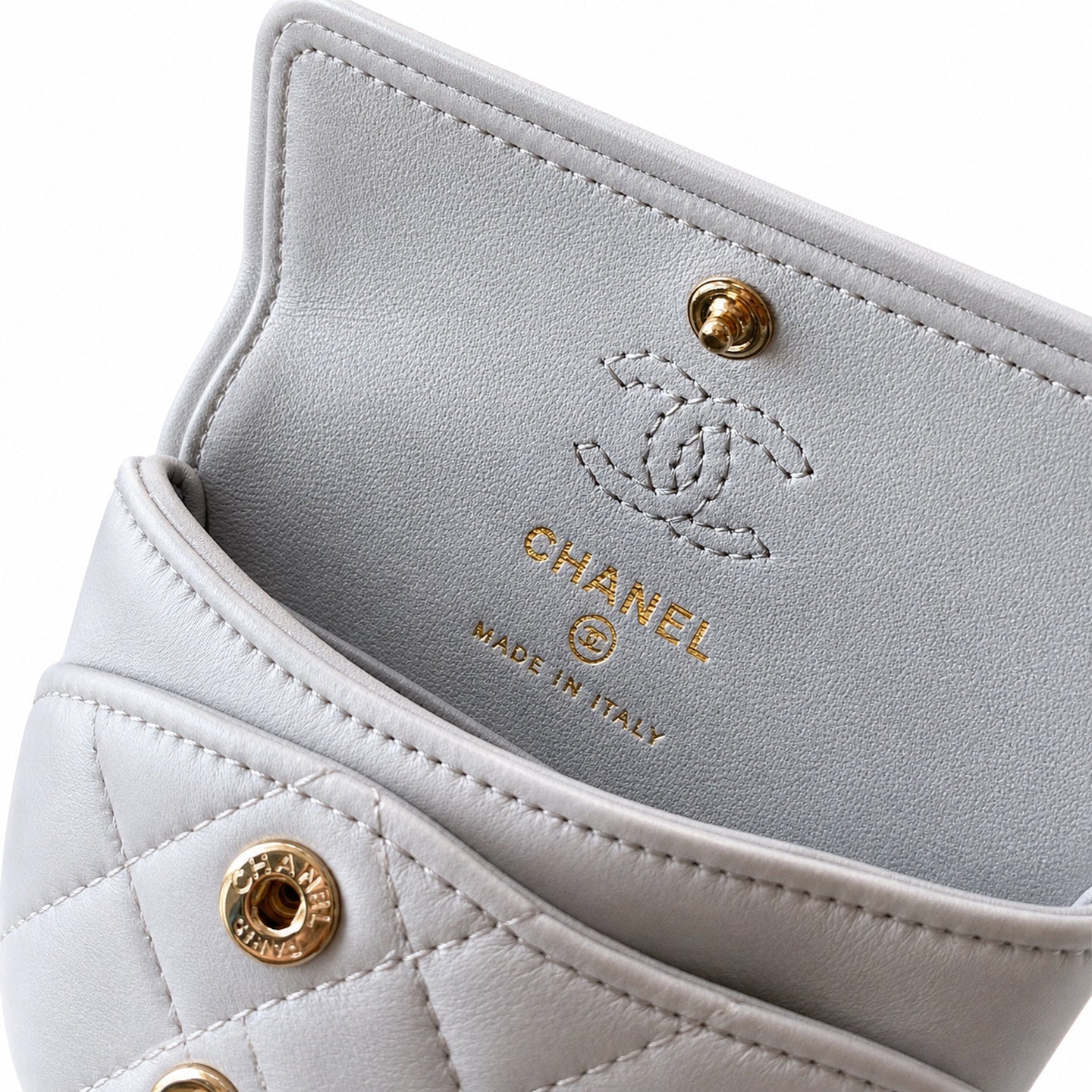 Chanel Mini Leather White Gray Red Blue Pink Gold Charm