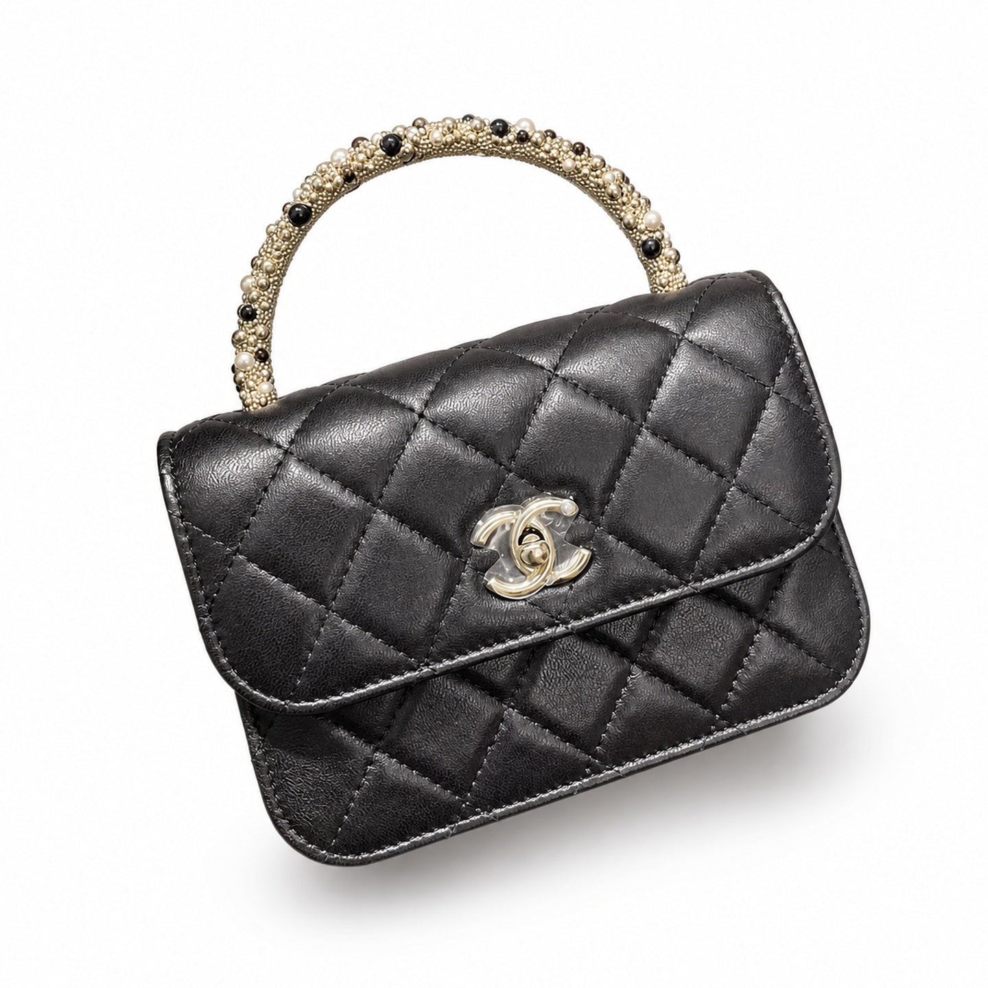 Chanel Small Leather Black Silver Bag