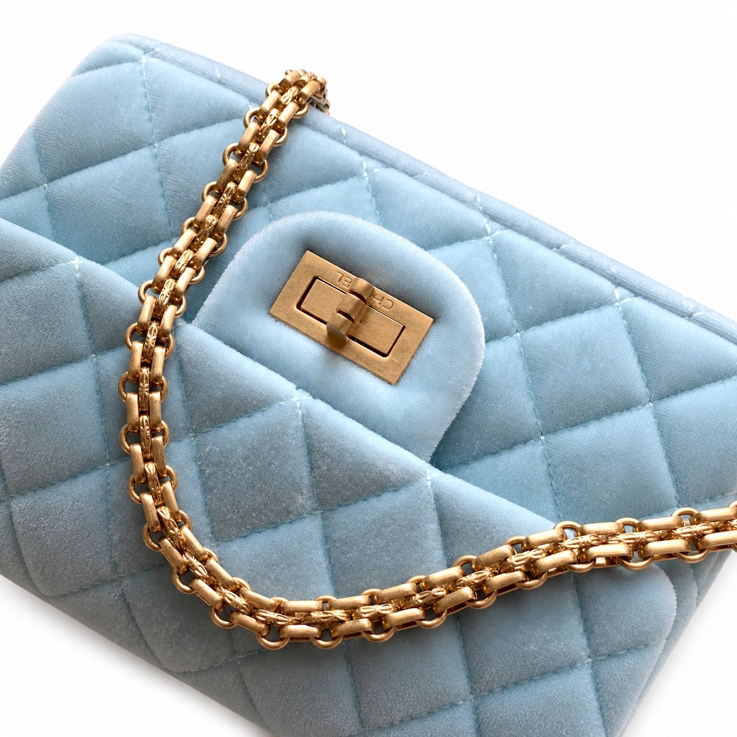 Chanel Mini Silk Velvet Tweed Leather Black Blue Gold Charm