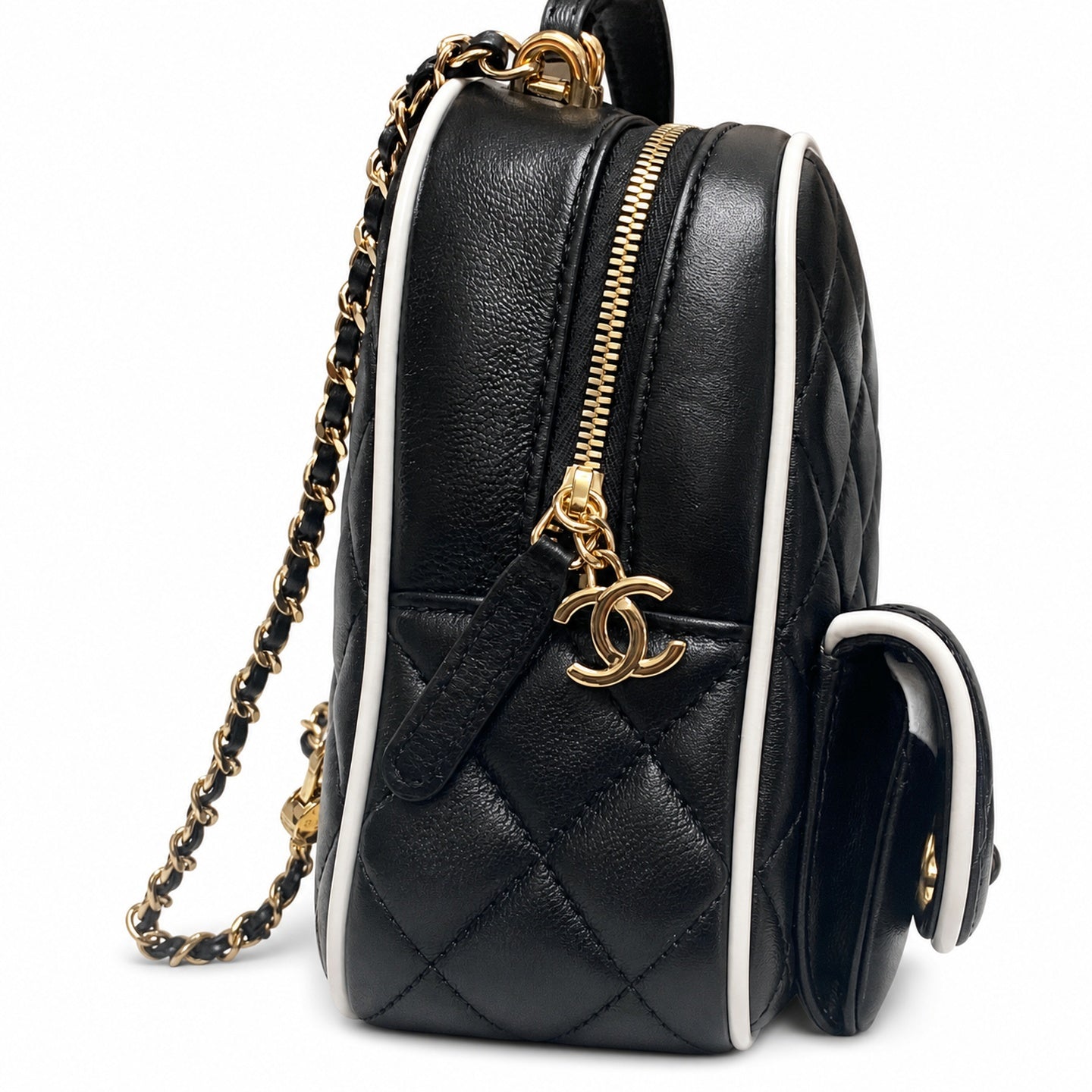 Chanel Mini Leather Black White Bag