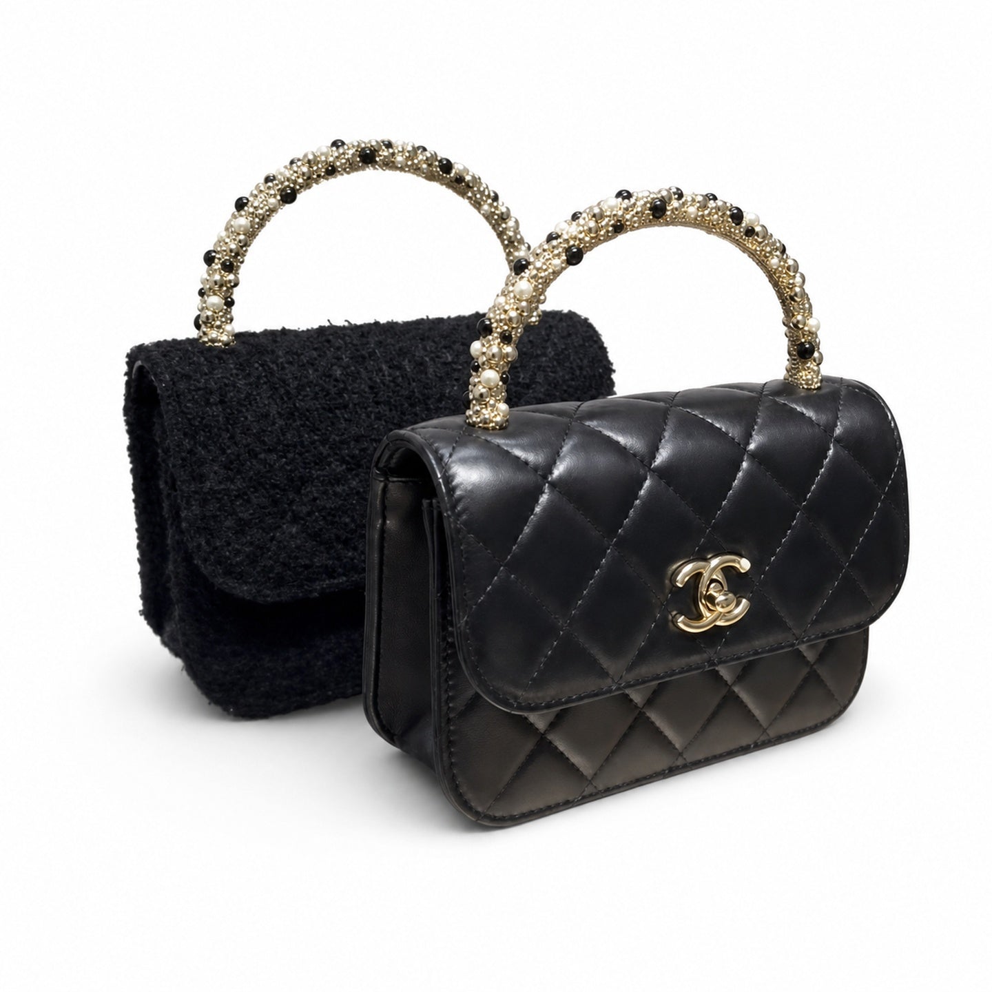 Chanel Small Leather Black Silver Bag