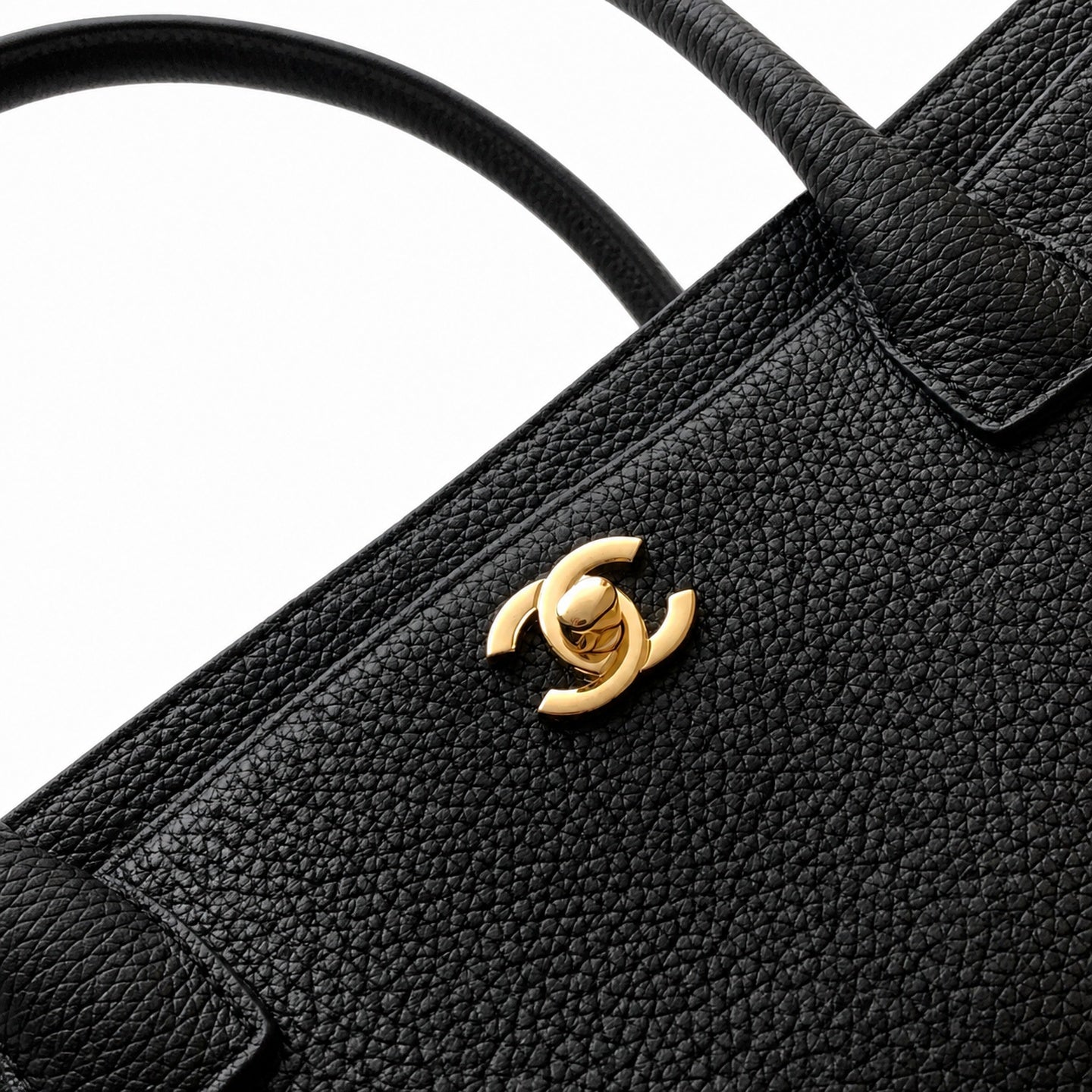 Chanel Small Leather Black Gold Handbag