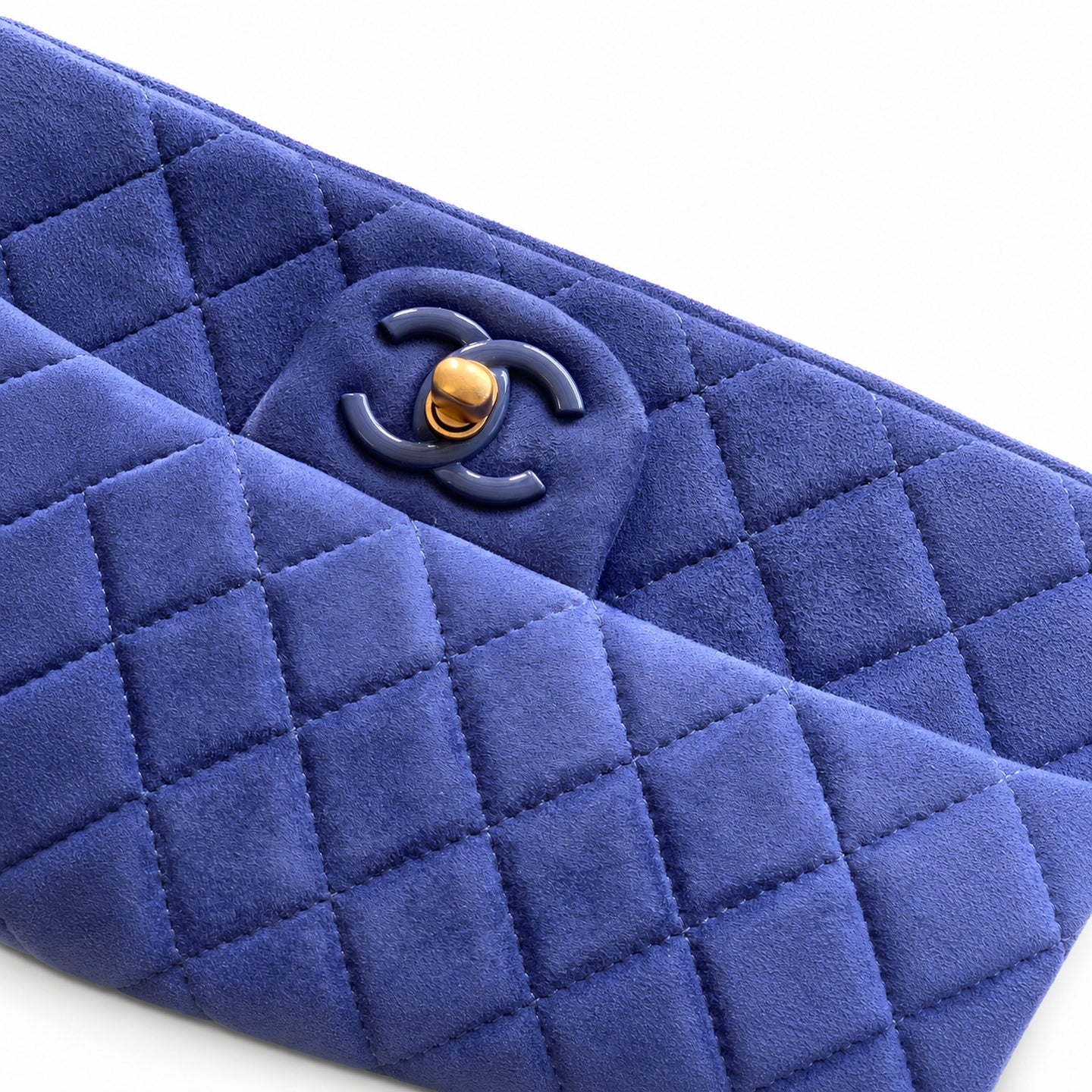 Chanel Suede Patent Leather Blue Handbag