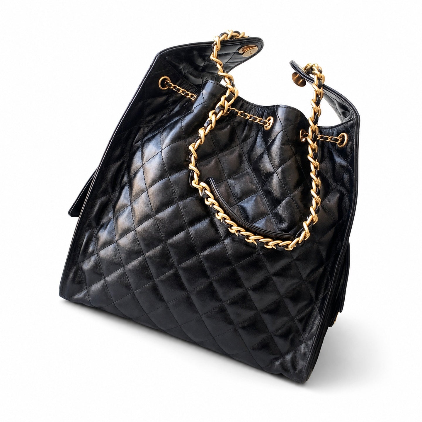 Chanel Large Leather Black Gold Bag