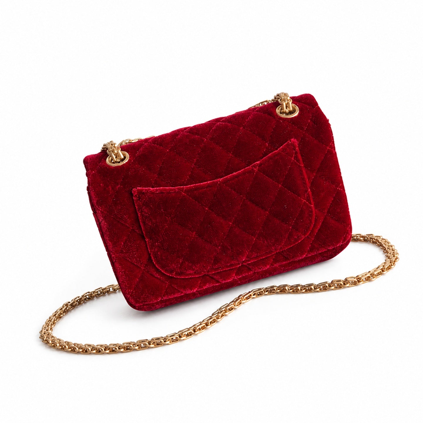 Chanel Mini Silk Velvet Tweed Leather Black Red Gold Charm