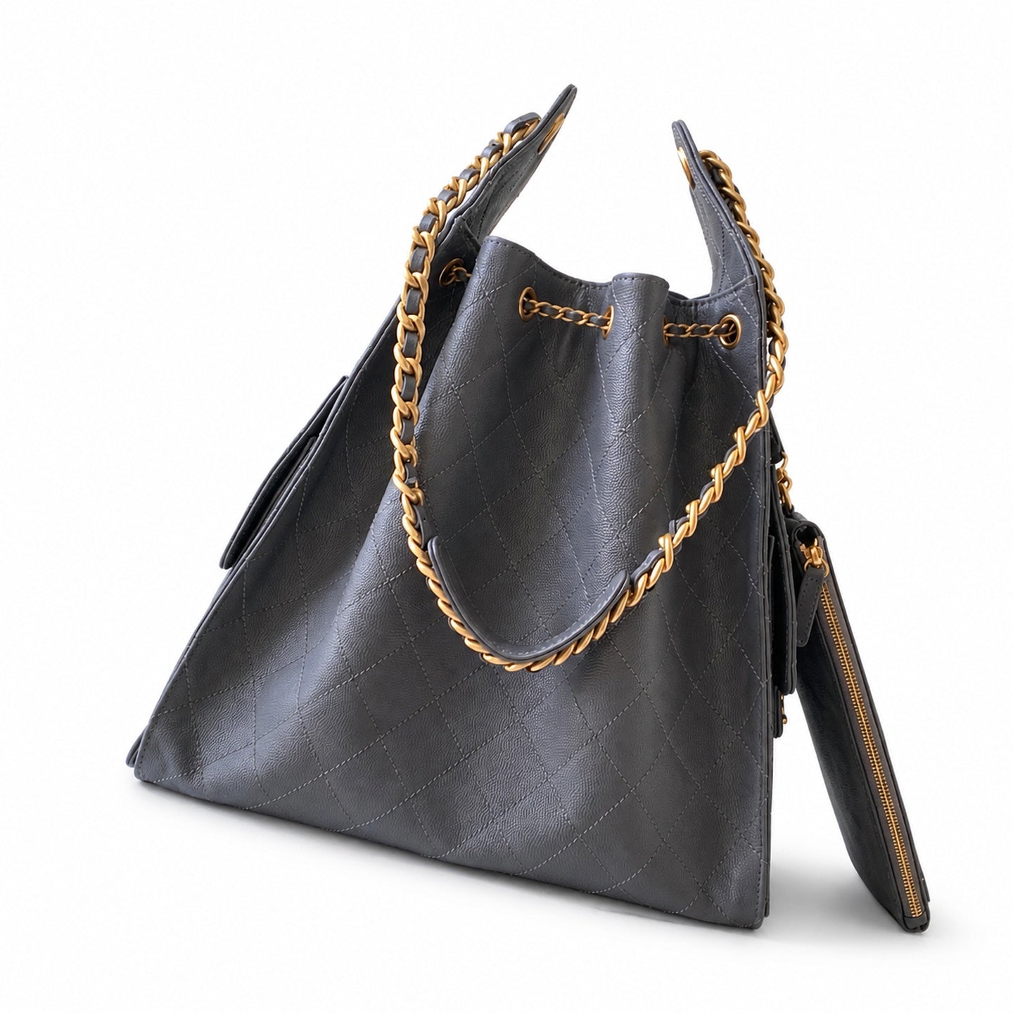 Chanel Medium Leather Black Gold Bag