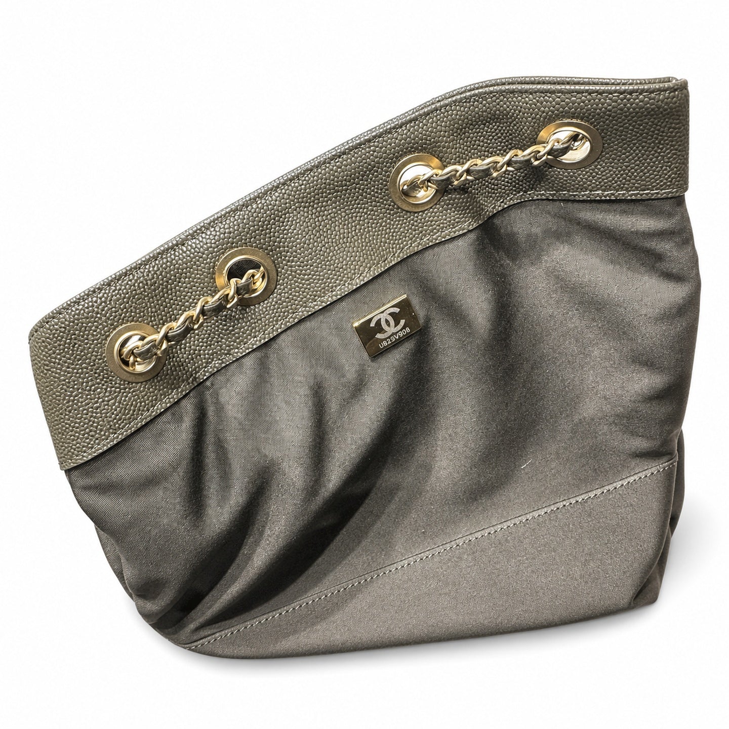 Chanel Small Leather Black Green Gold Bag