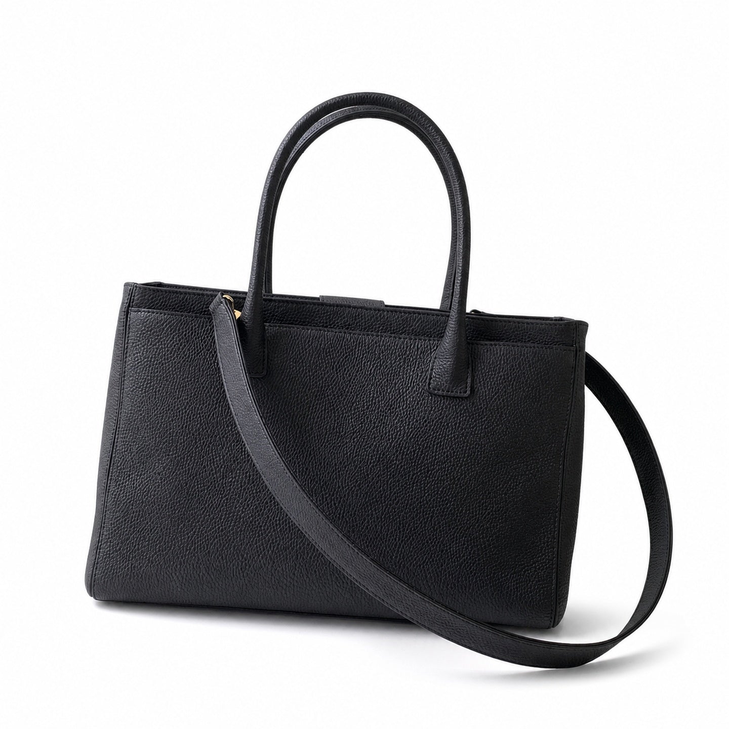 Chanel Medium Leather Black Gold Tote Bag