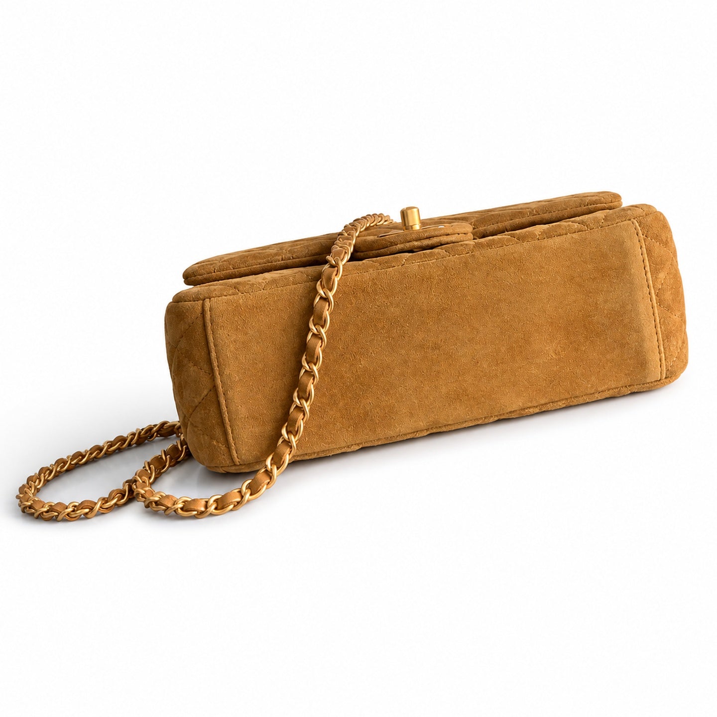 Chanel Suede Patent Leather Brown Handbag