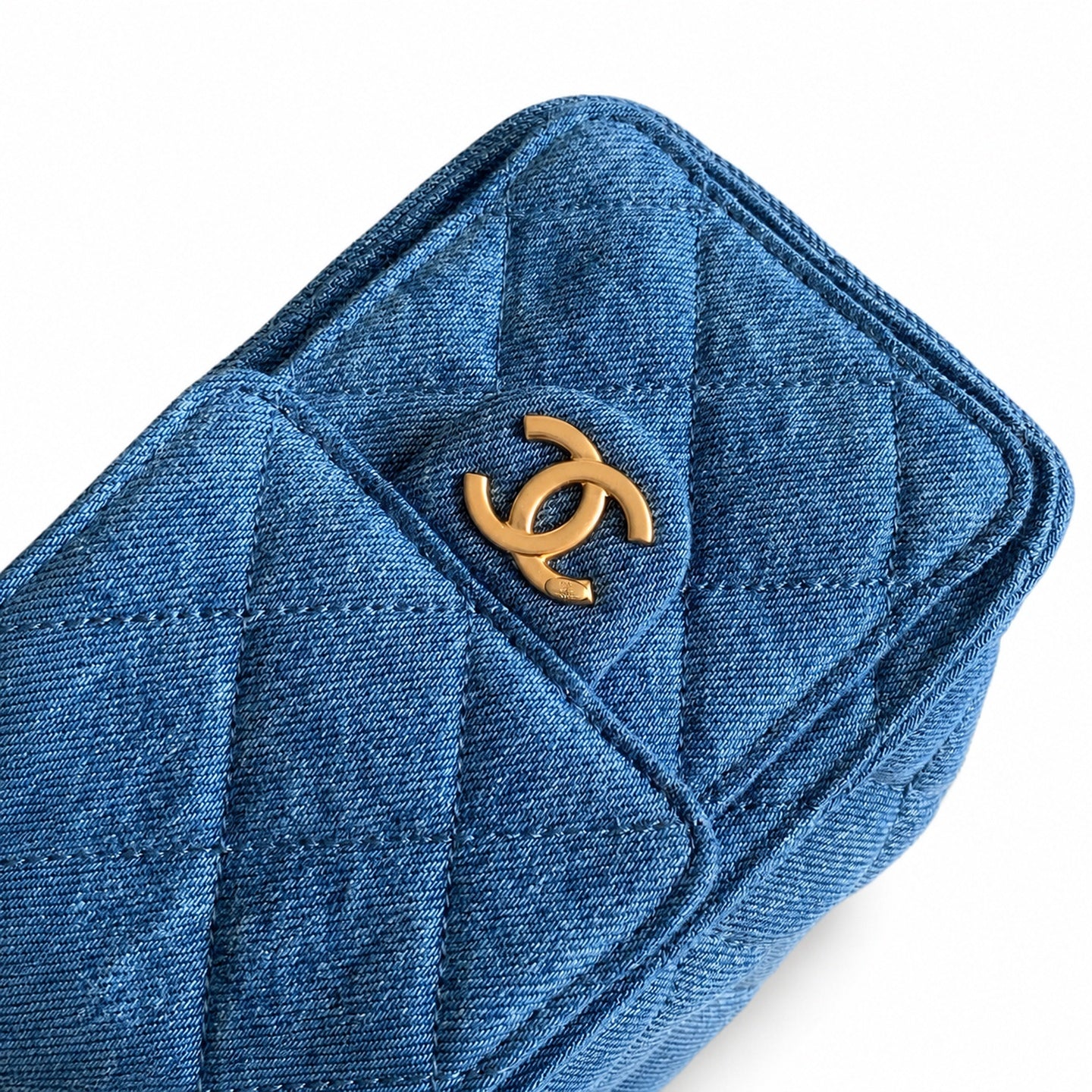 Chanel Mini Denim Leather Blue Gold Bag