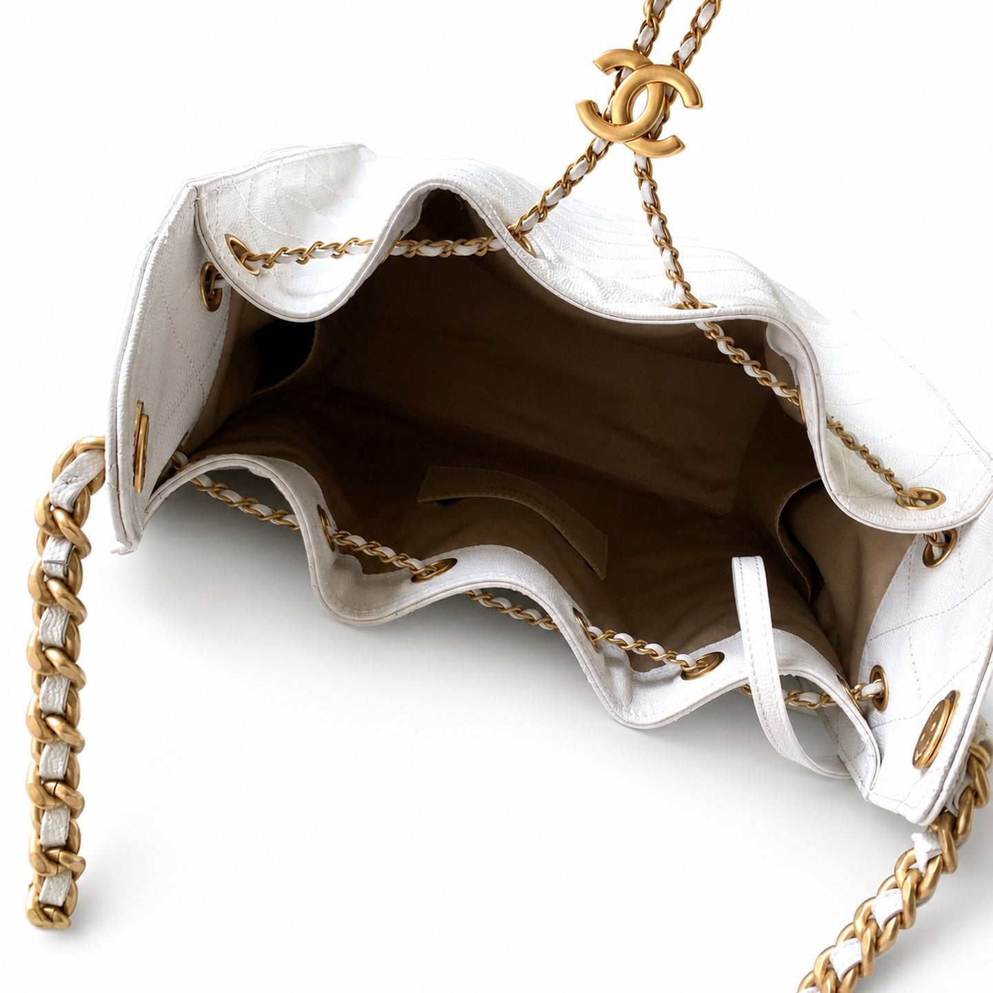 Chanel Medium Leather Black White Gold Bag
