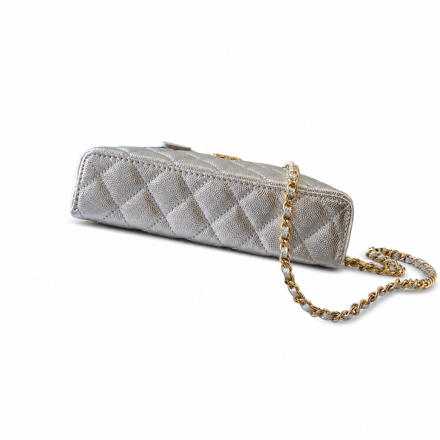 Chanel Small Leather Gold Silver Bag