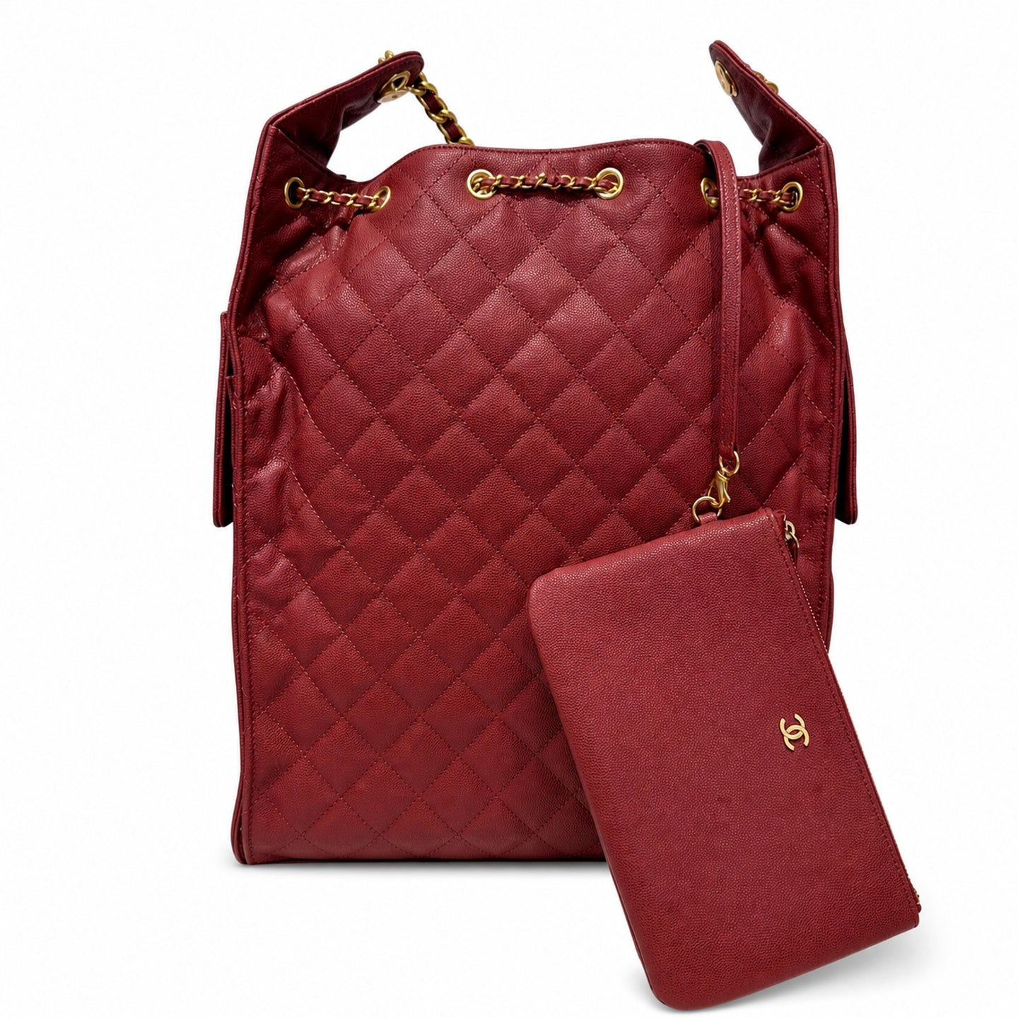 Chanel Small Denim Leather Yellow Gold Bag