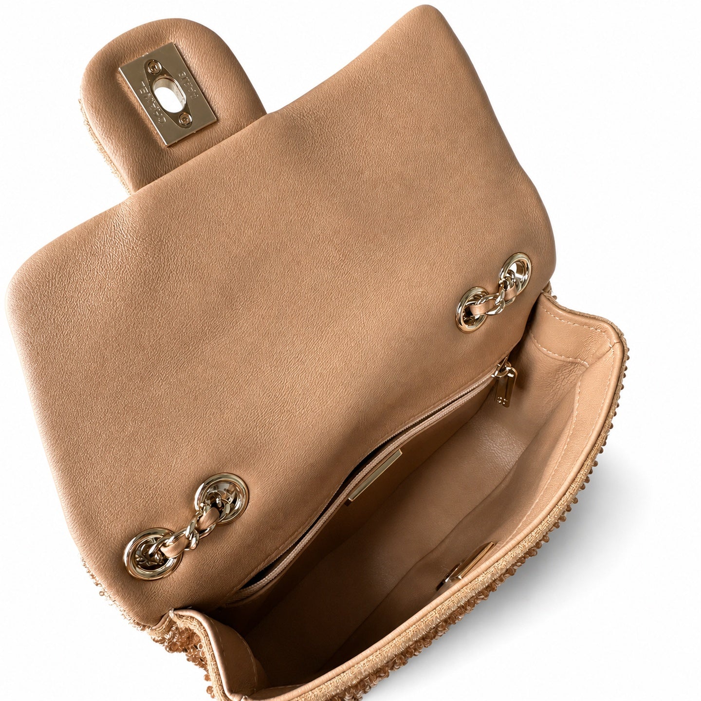 Chanel Mini Beige Gold Clutch