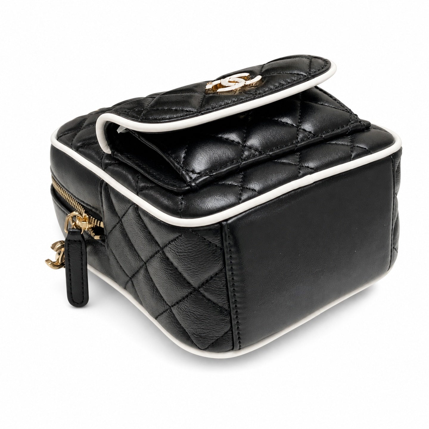 Chanel Mini Leather Black White Bag