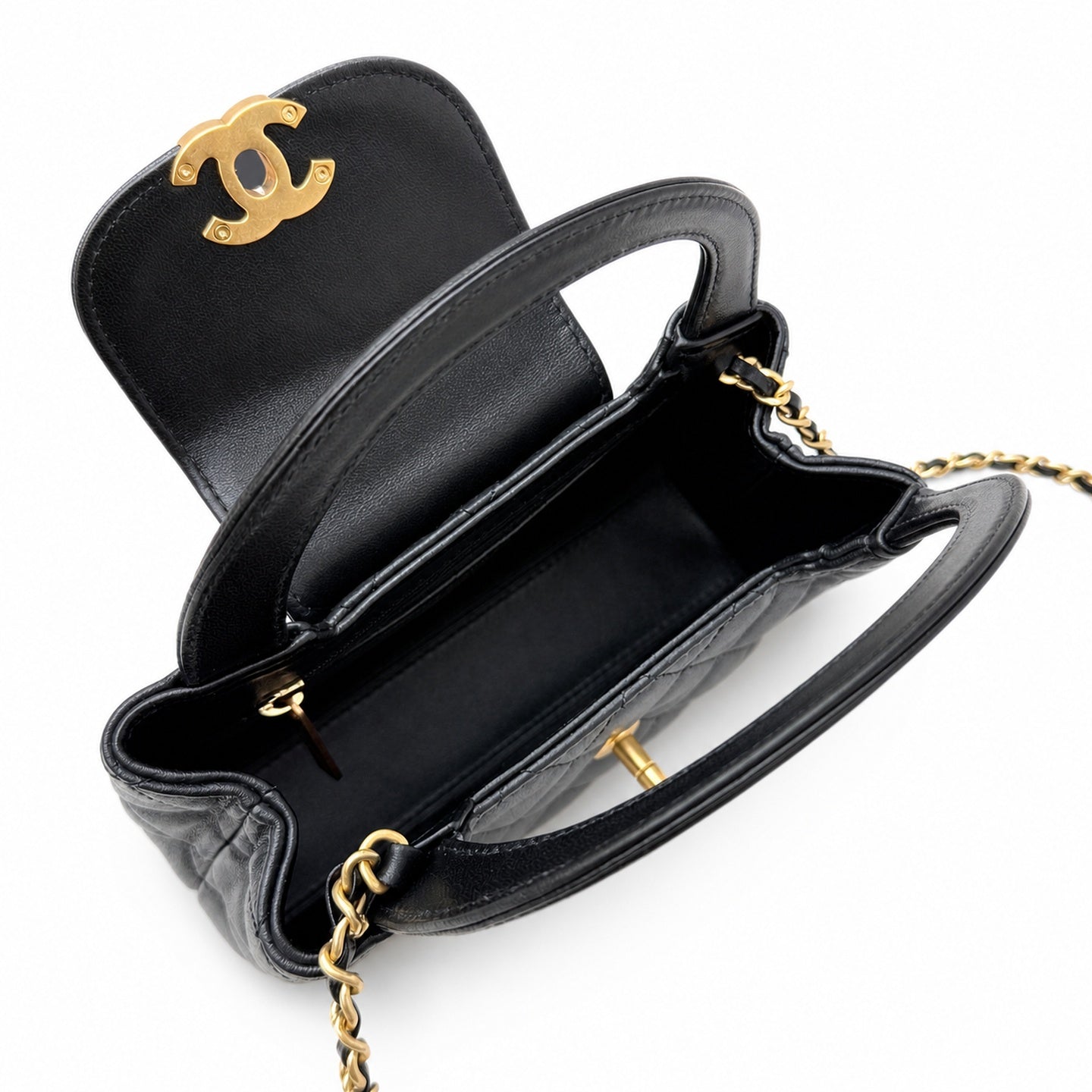 Chanel 25 Mini Leather Gold Bag