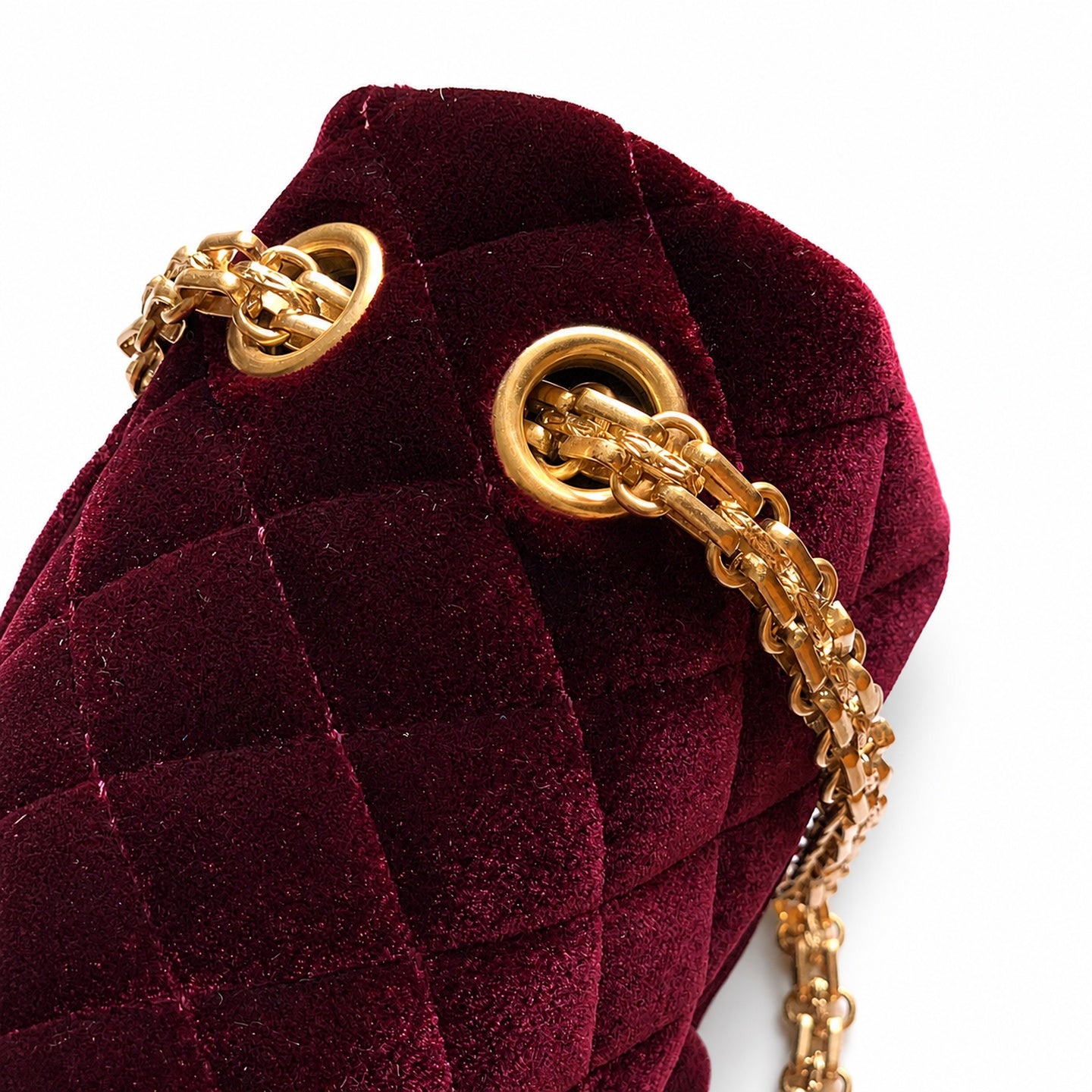 Chanel Mini Silk Velvet Tweed Leather Black Gold Burgundy Charm