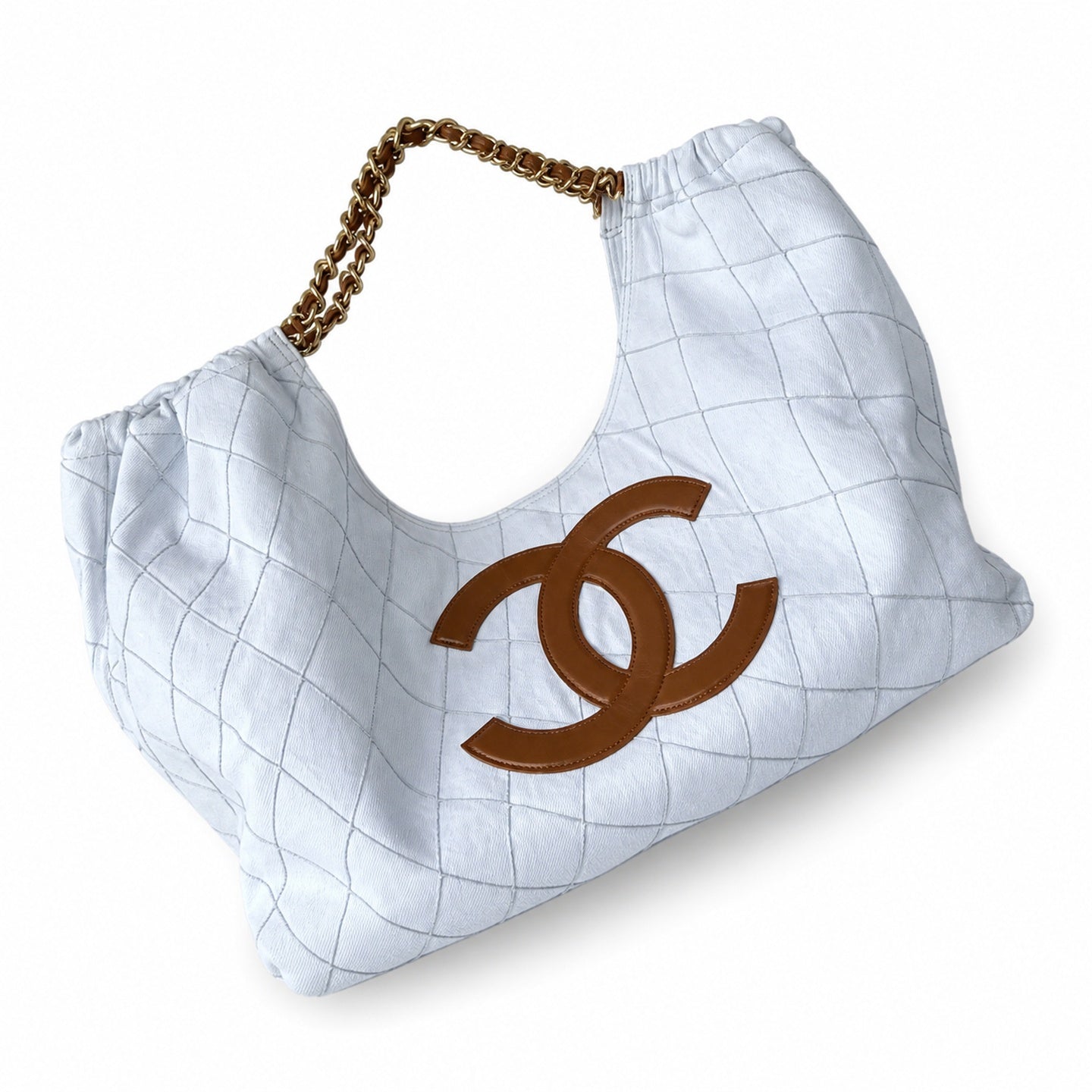 Chanel Large Canvas White Blue Bag