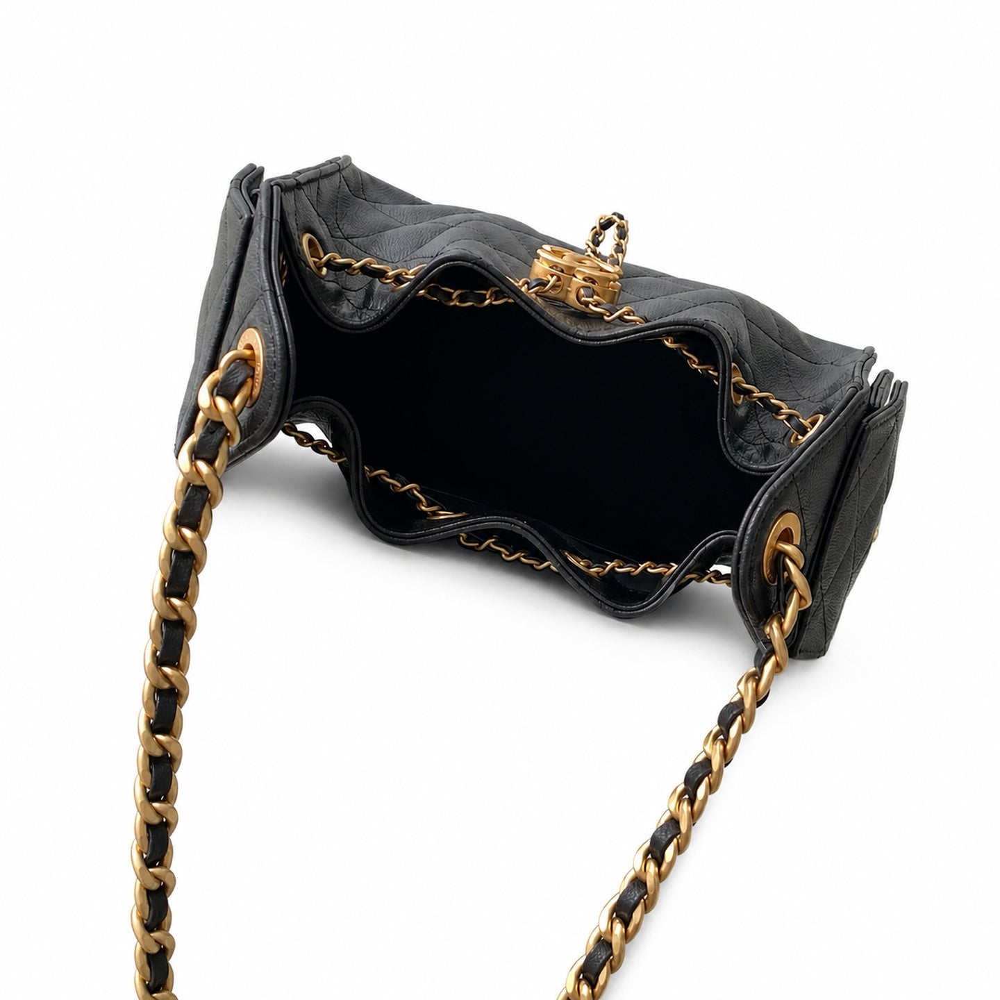 Chanel Mini Denim Leather Gold Shoulder Bag