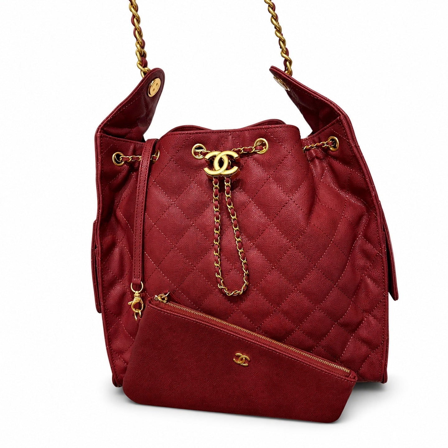 Chanel Small Denim Leather Yellow Gold Bag