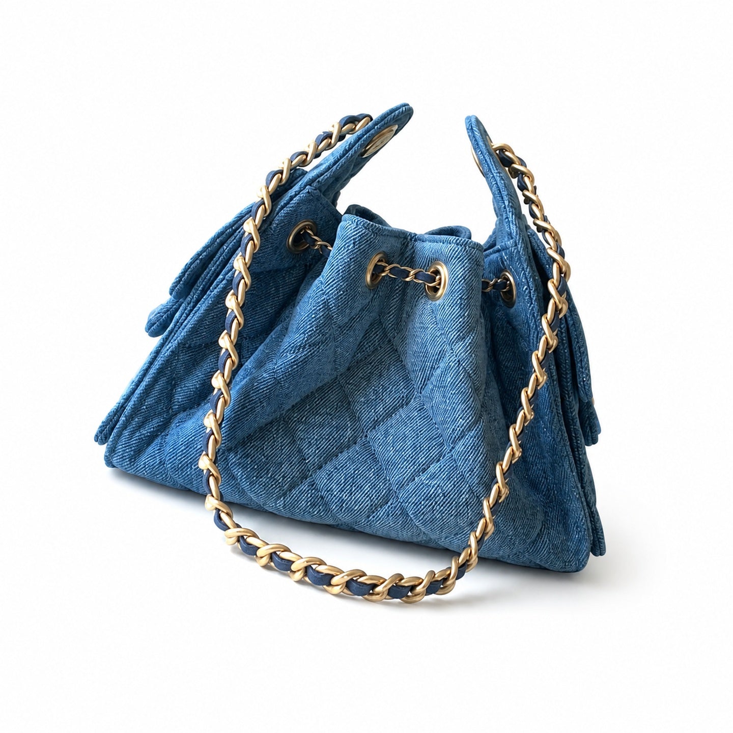 Chanel Mini Denim Leather Blue Gold Bag