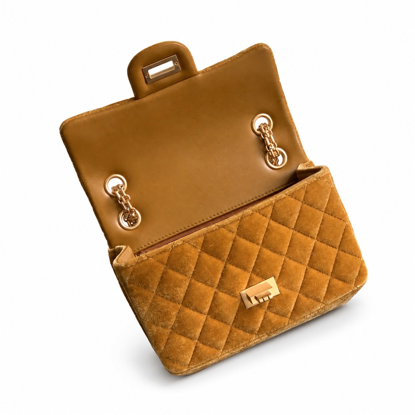 Chanel Mini Silk Velvet Tweed Leather Black Yellow Gold Charm