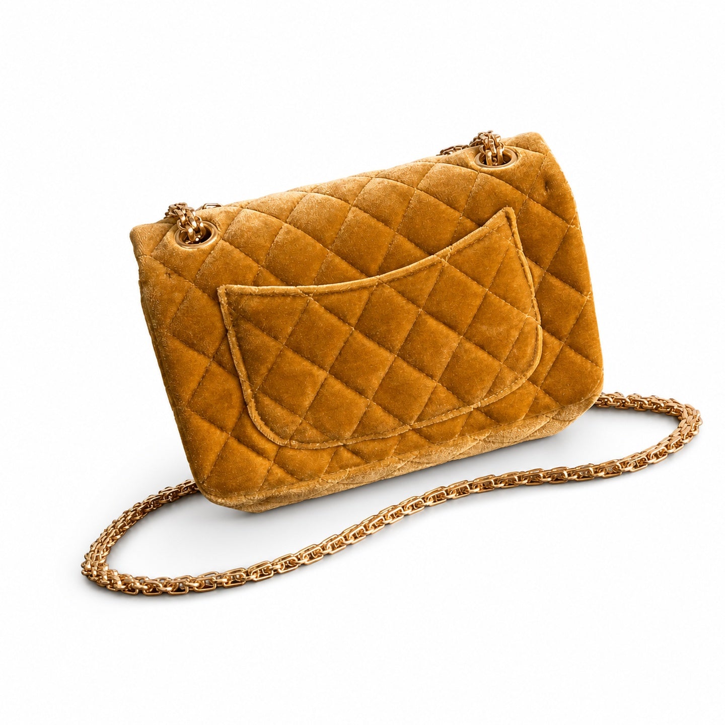 Chanel Mini Silk Velvet Tweed Leather Black Yellow Gold Charm