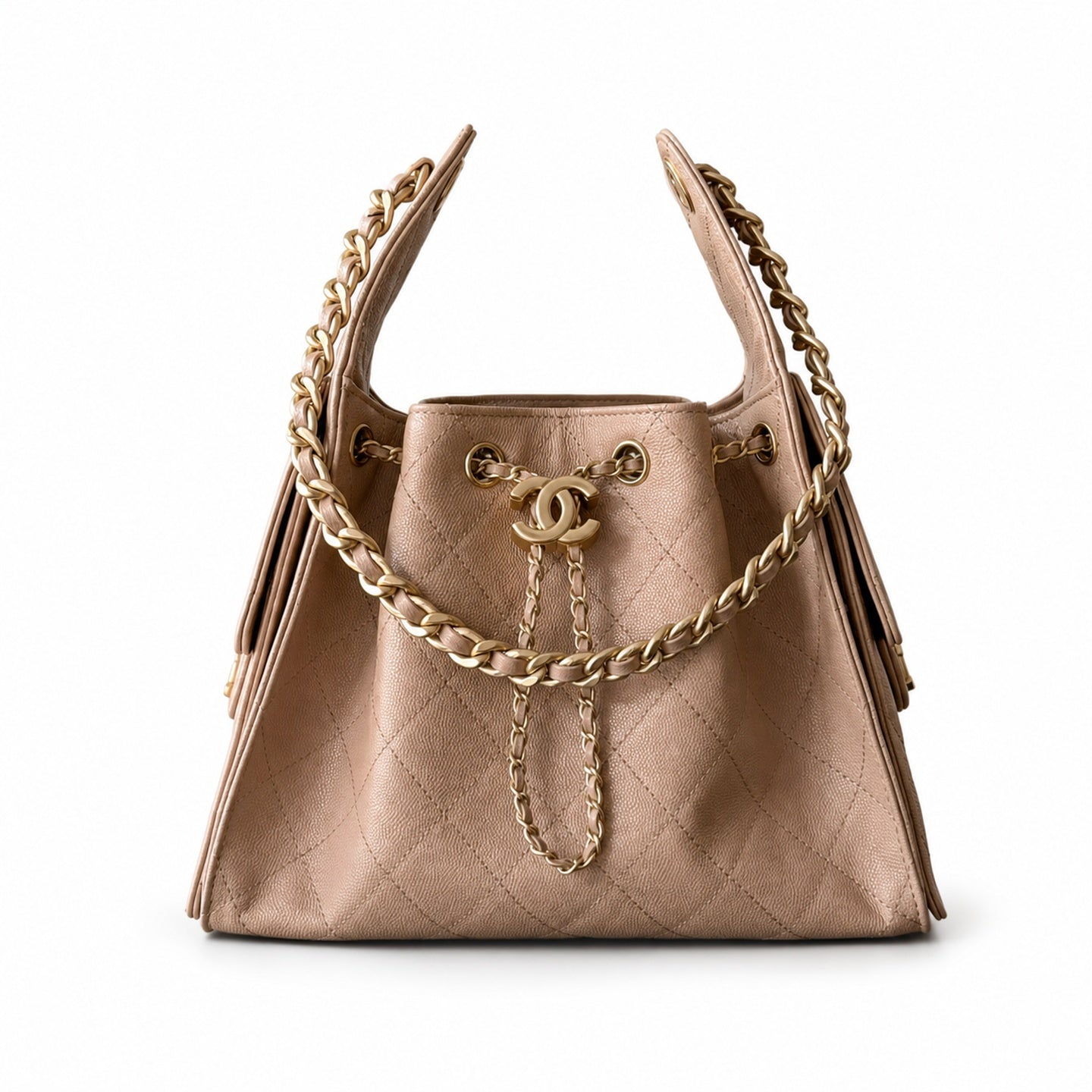 Chanel Small Leather Gold Shopping Bag