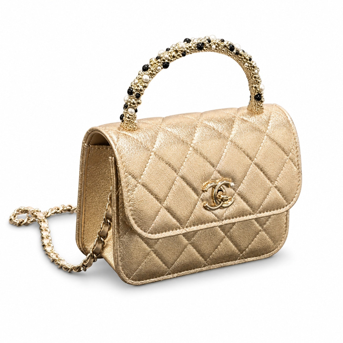 Chanel Mini Leather Black Gold Chain Bag