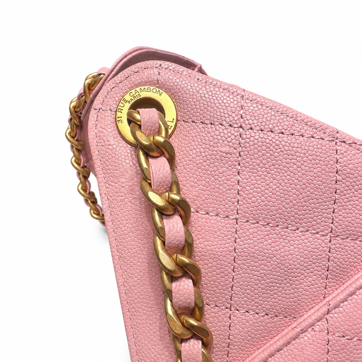 Chanel Small Leather Black Pink Gold Bag